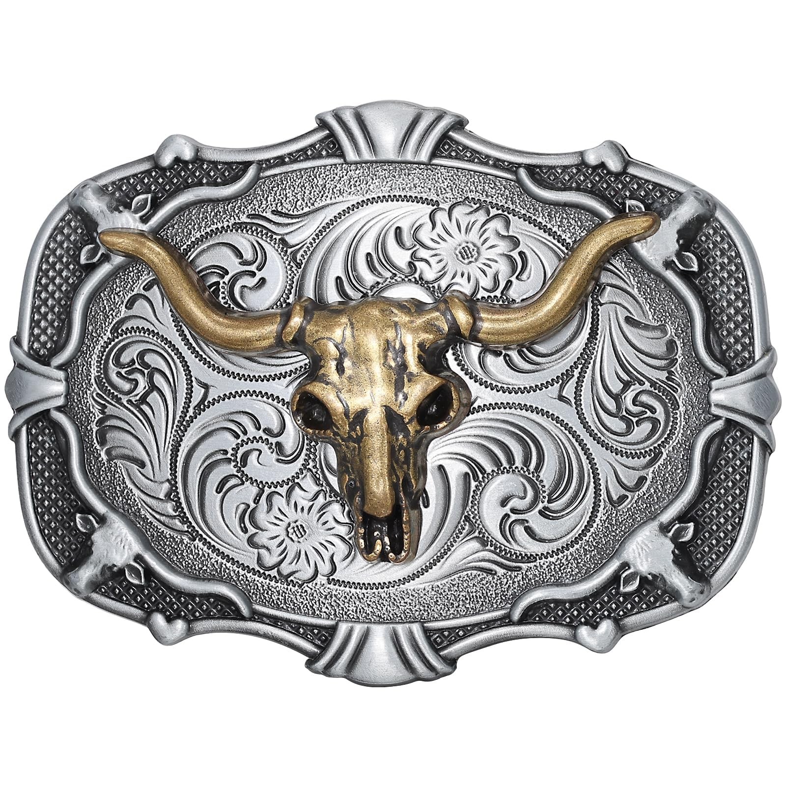 LALATCH Western Cowboy Belt Buckle for Men Vintage Medium, Bronze Bull