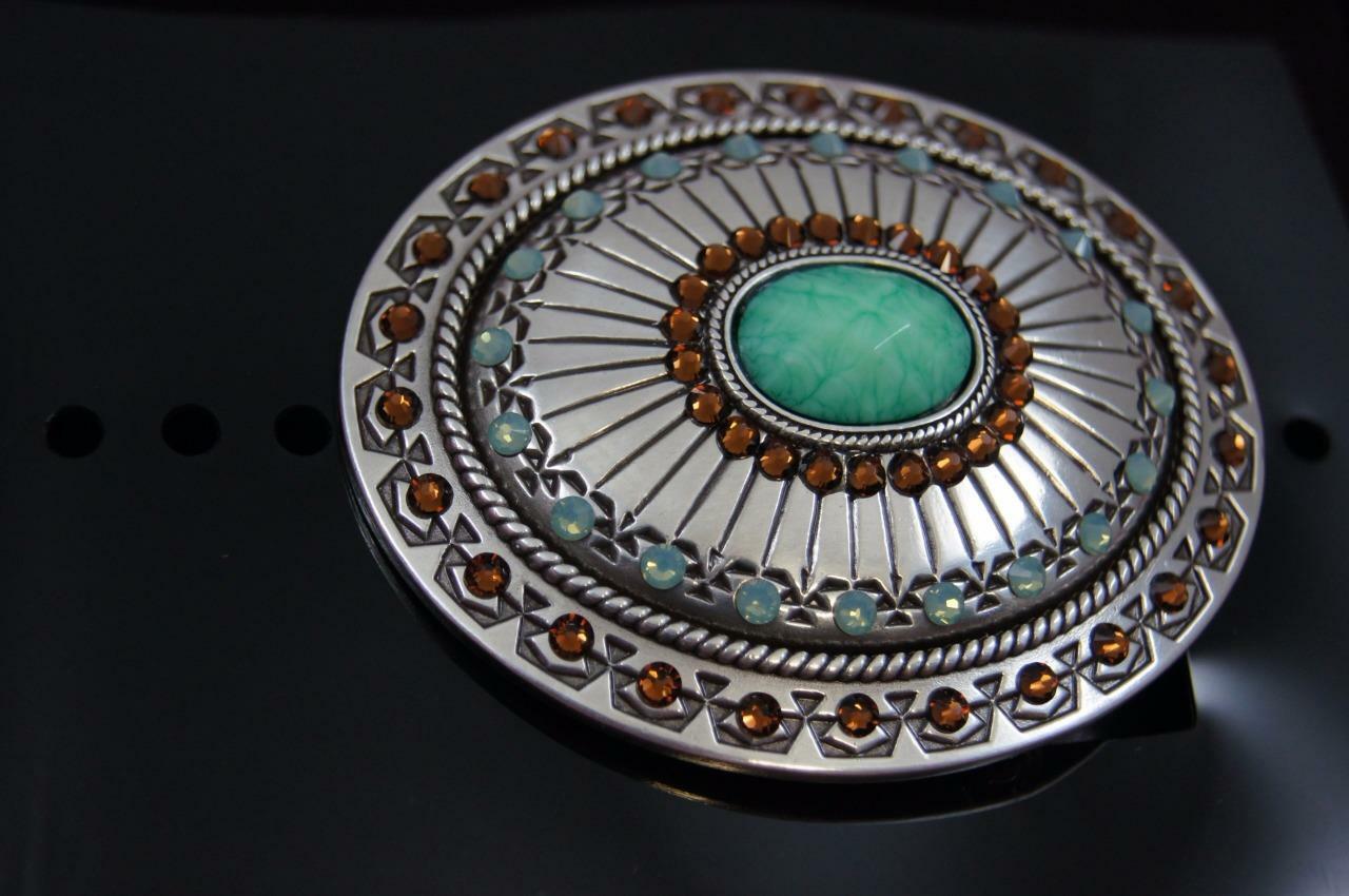 Nocona BLAZIN ROXX SILVER PLATED TOPAZ AND OPAL BELT BUCKLE 37975