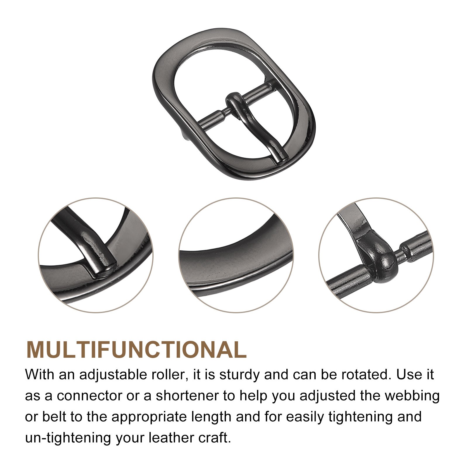 5Pcs 0.75&Prime; Single Prong Belt Buckle Oval Center Bar Buckles for Belt, Black
