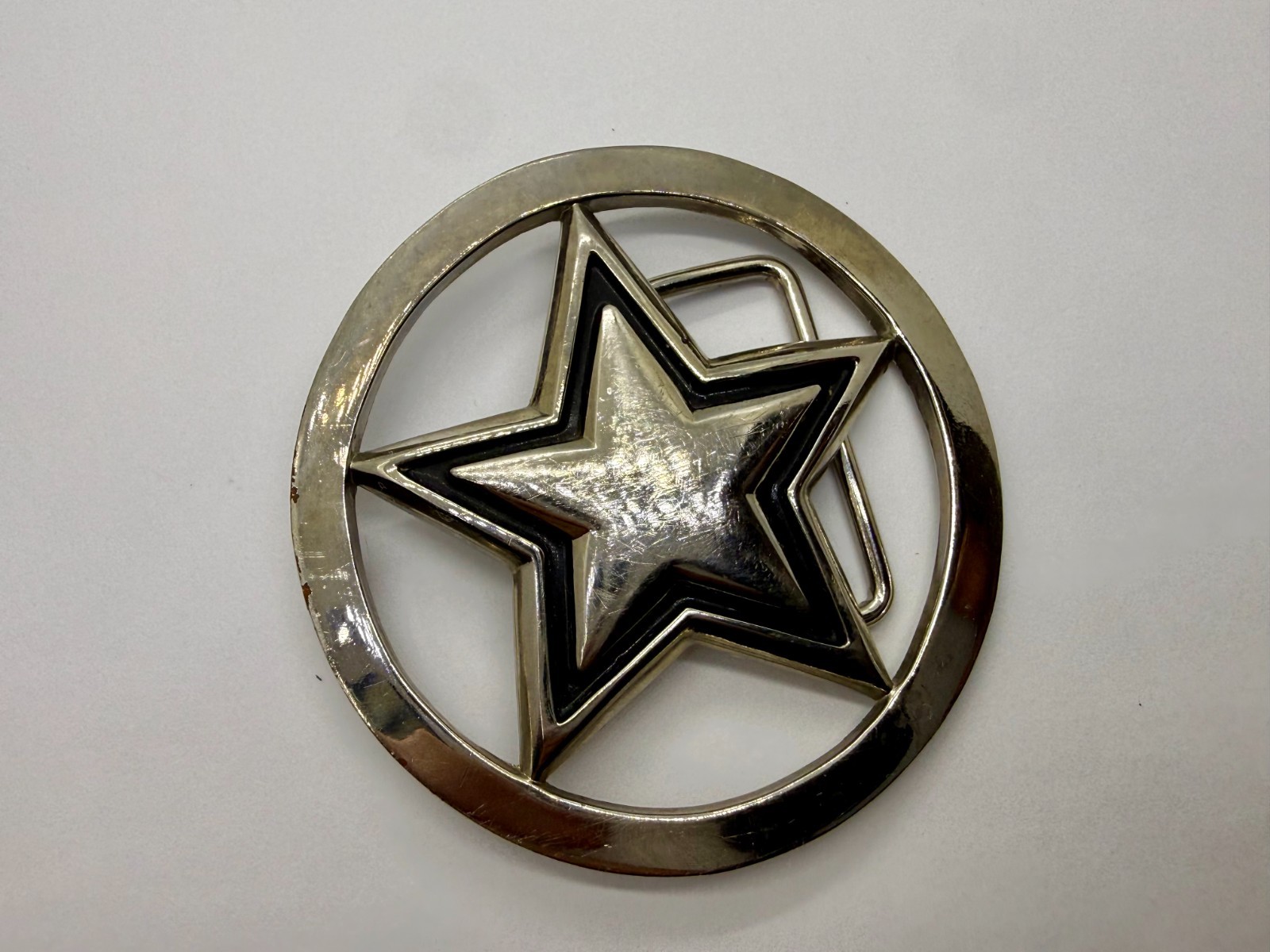 Famous Stars & Straps Five Point Star Logo See-Trough Silver Color Belt Buckle