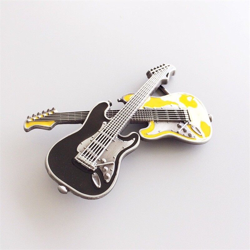 Black Yellow Double Color Enamel Guitar Music Belt Buckle also Stock in the US