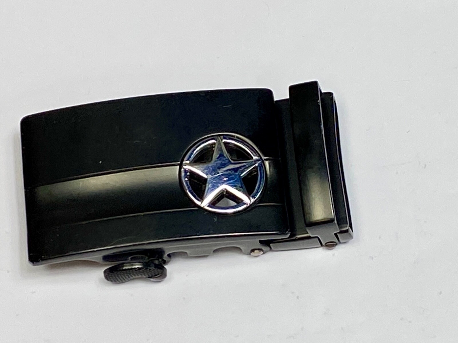 Star Military? Black And Silver Color Vintage Belt Buckle Marked NN