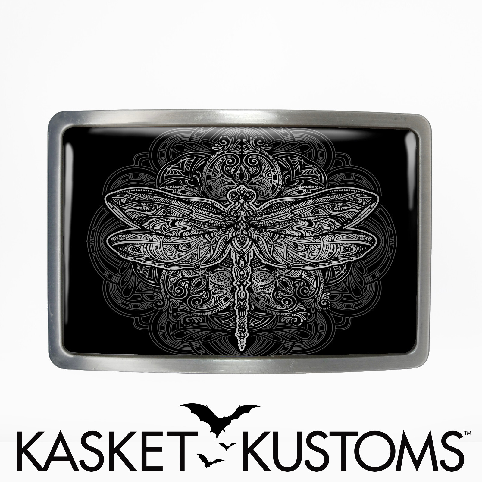 Dragonfly Belt Buckle – Ornate Art Nouveau Esoteric Mandala Belt Buckle – 32-2