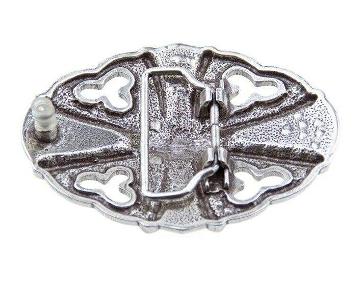 Jet Black Crystal Floral Belt Buckle Silver Interchangeable Clasp GS100327