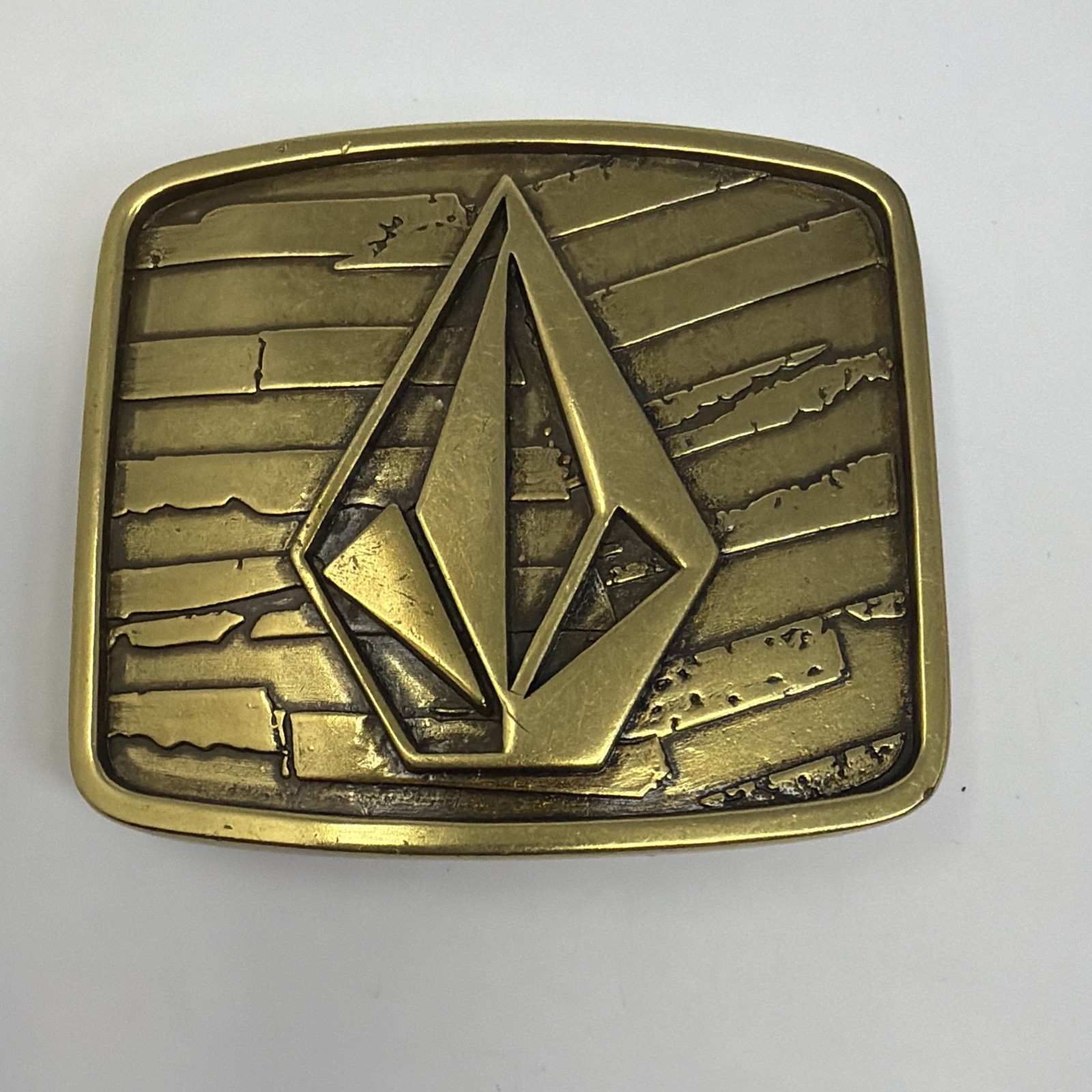 Volcom Gold Black Metal Interchangeable Belt Buckle Logo Antique Finish