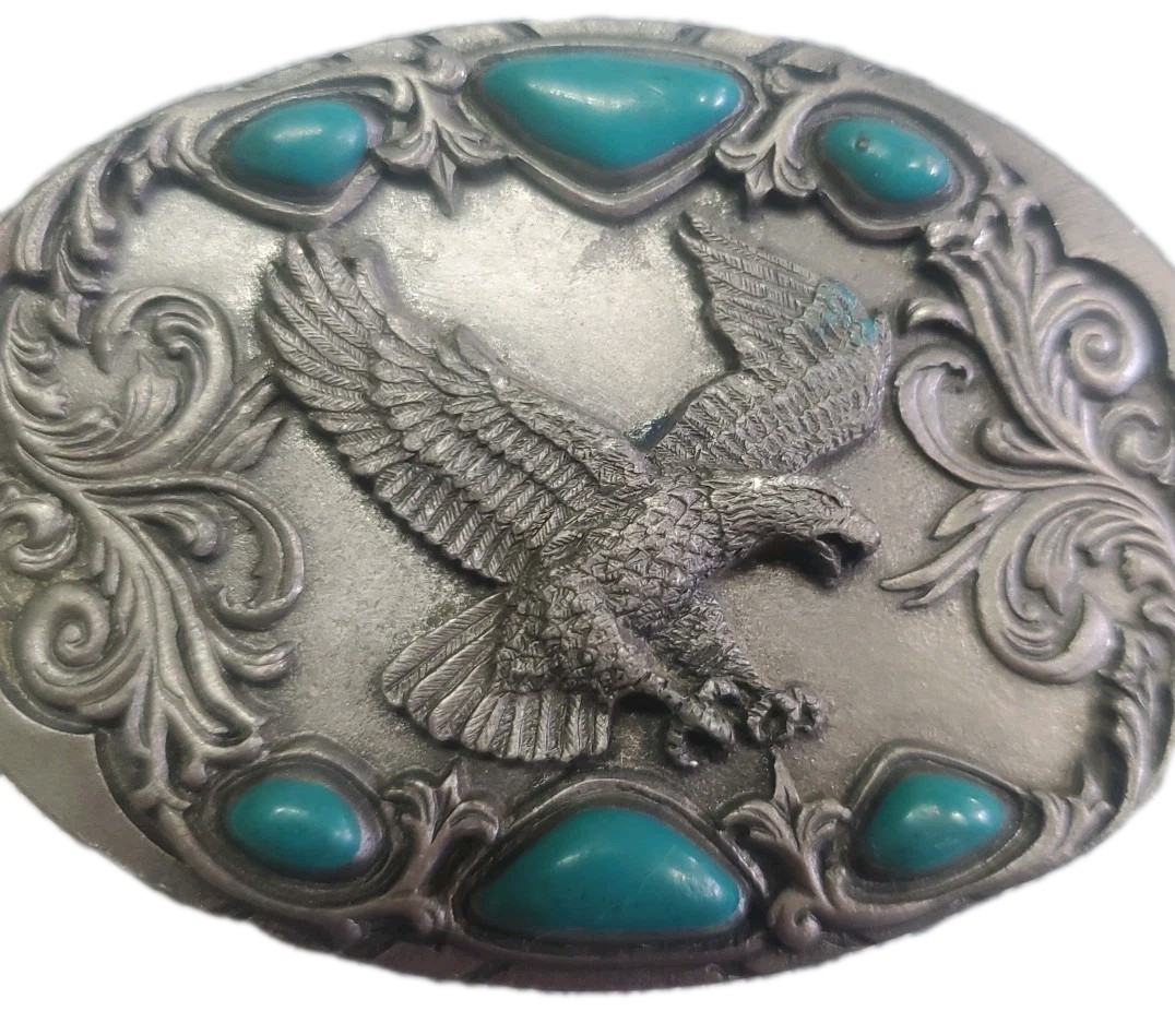 Arroyo Grande Belt Buckle Southwest Style Eagle Turquoise Colored As Is No clip