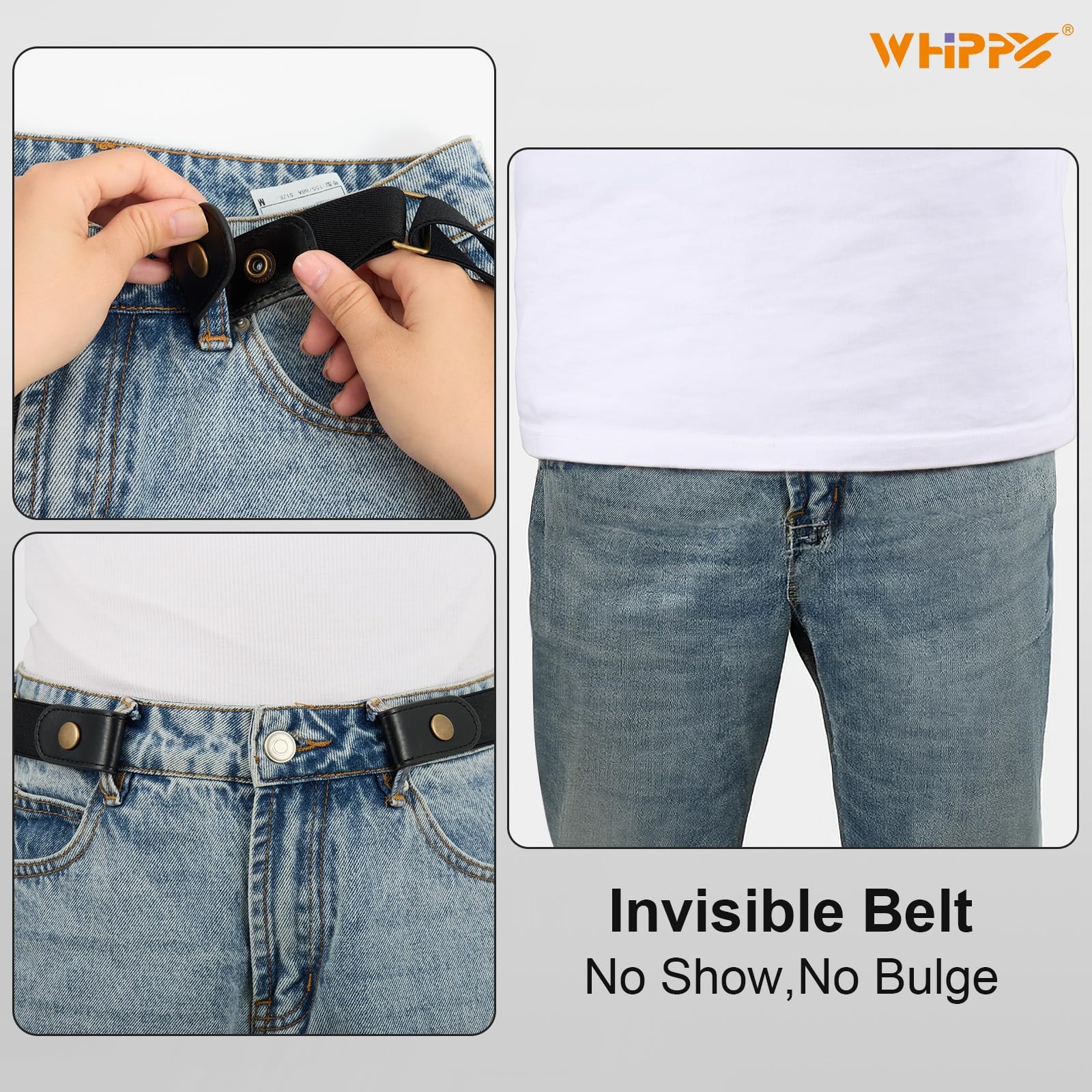 WHIPPY 2 Pack Buckle Free Comfortable Large Size: 32&Prime;-48&Prime;, A-black/Coffee