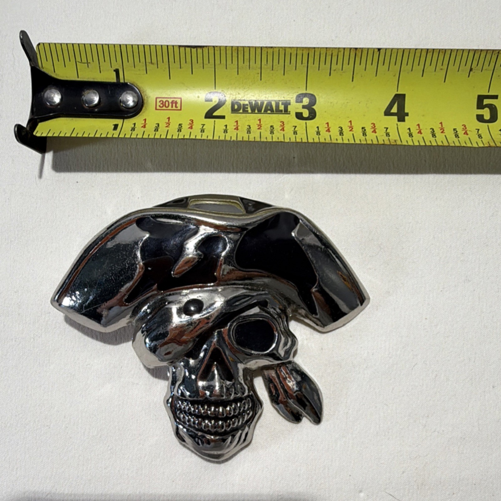 Silver Black Pirate Skull Metal Belt Buckle
