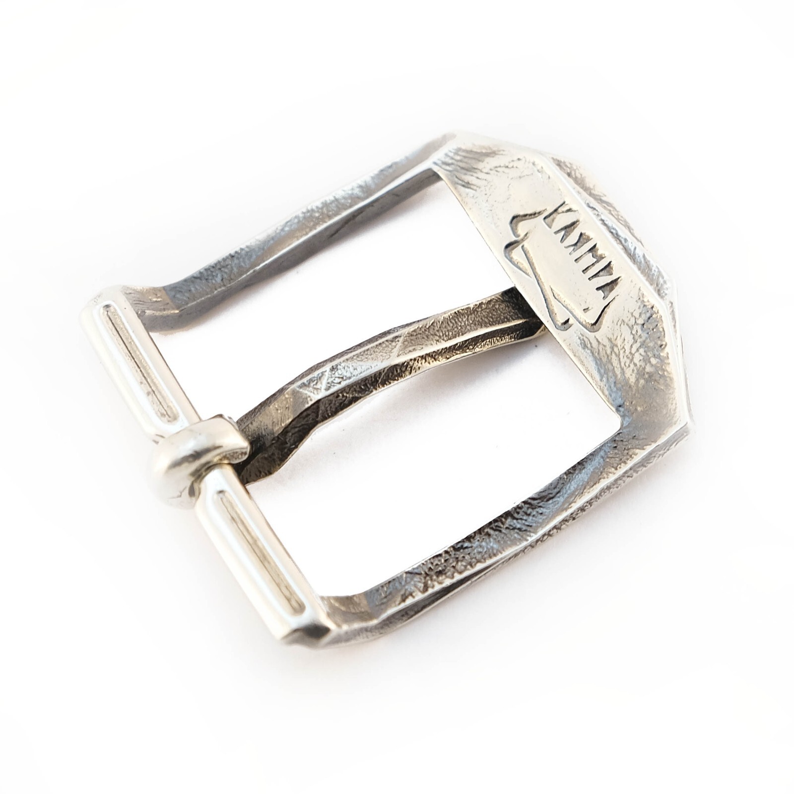 German silver belt buckle Ice, pin type, Ukrainian low poly frame type buckle