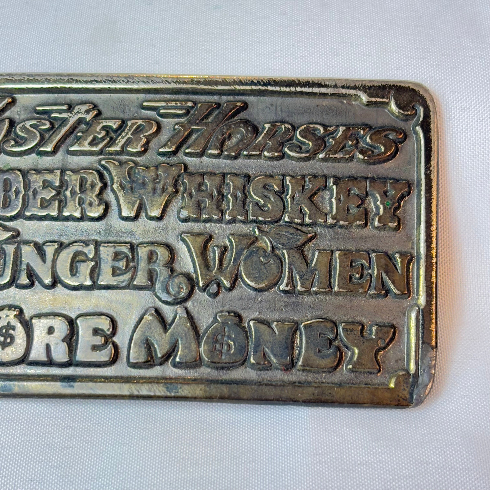 1977 Great American Buckle Co Belt Buckle Faster Older Younger More #750