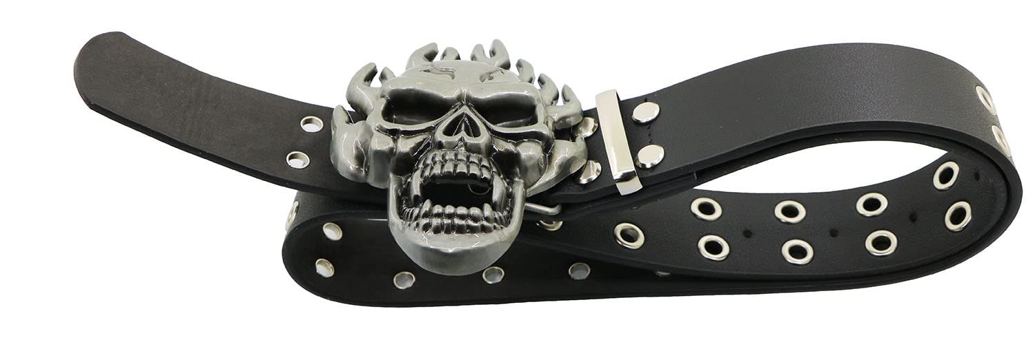 NORICAP Men And Women Metal Skull Head Leather Buckle Belt Waist Medium, K4b