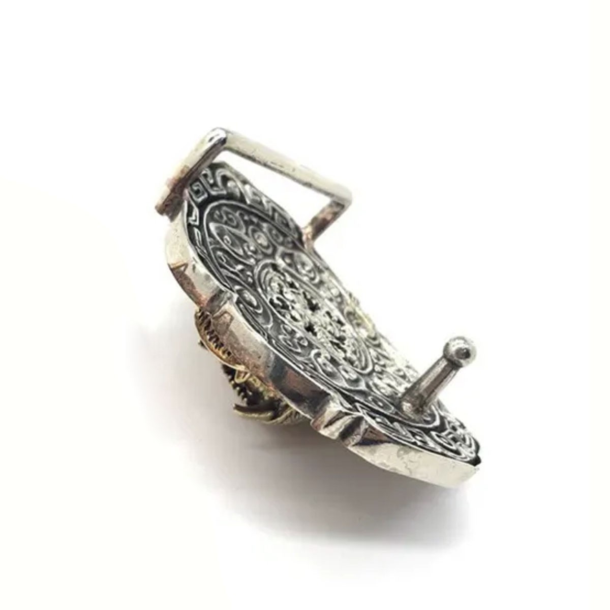 Brass & White Copper 3D Tiger Belt Buckle, Suitable for belts 1.5-in wide
