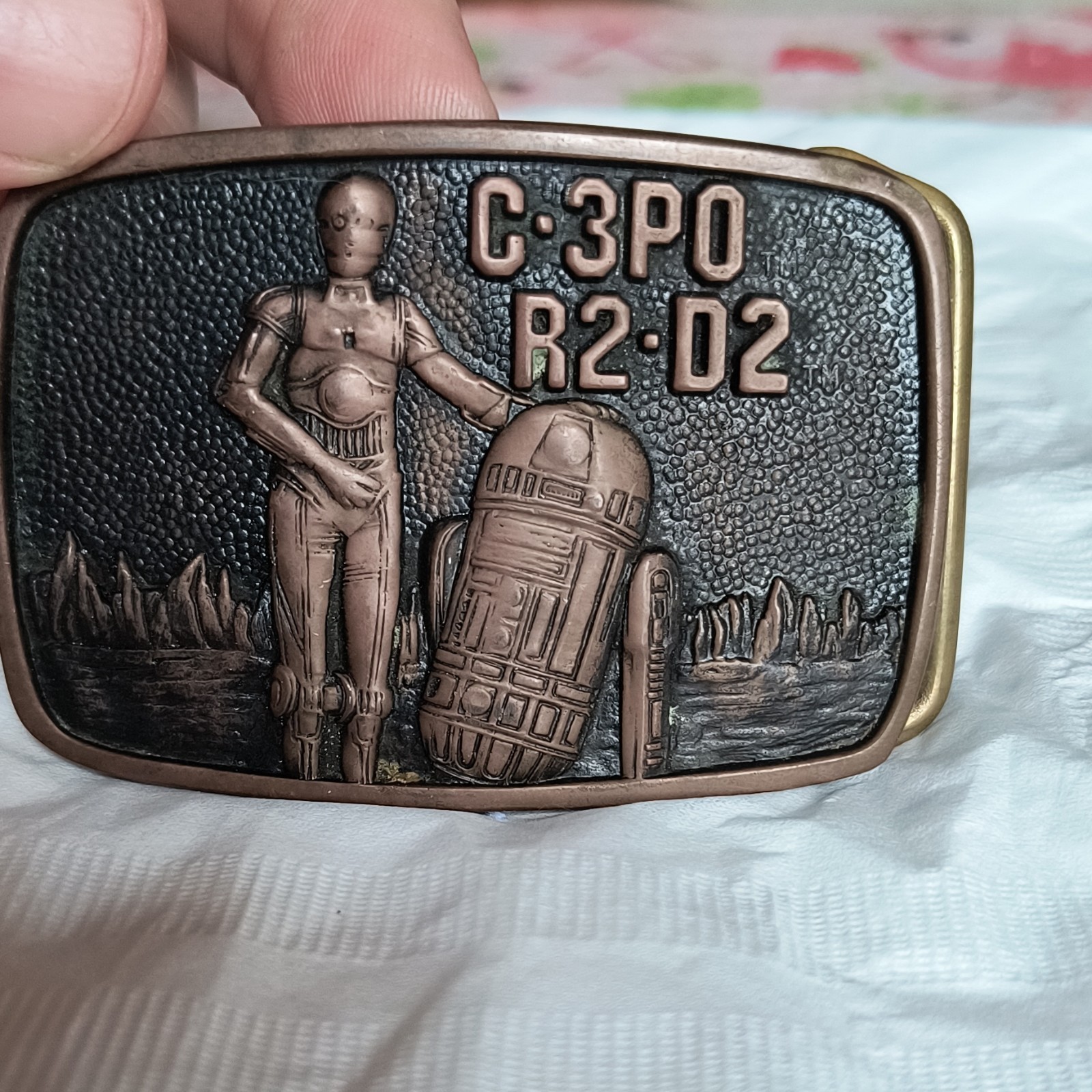 Basic Tool & Supply Star Wars C-3PO R2-D2 Solid Brass Plate Belt Buckle 1.5&Prime;
