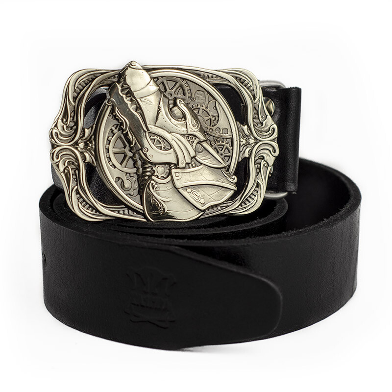 German silver belt buckle Steampunk Wolf, sculptural art wolf belt buckle