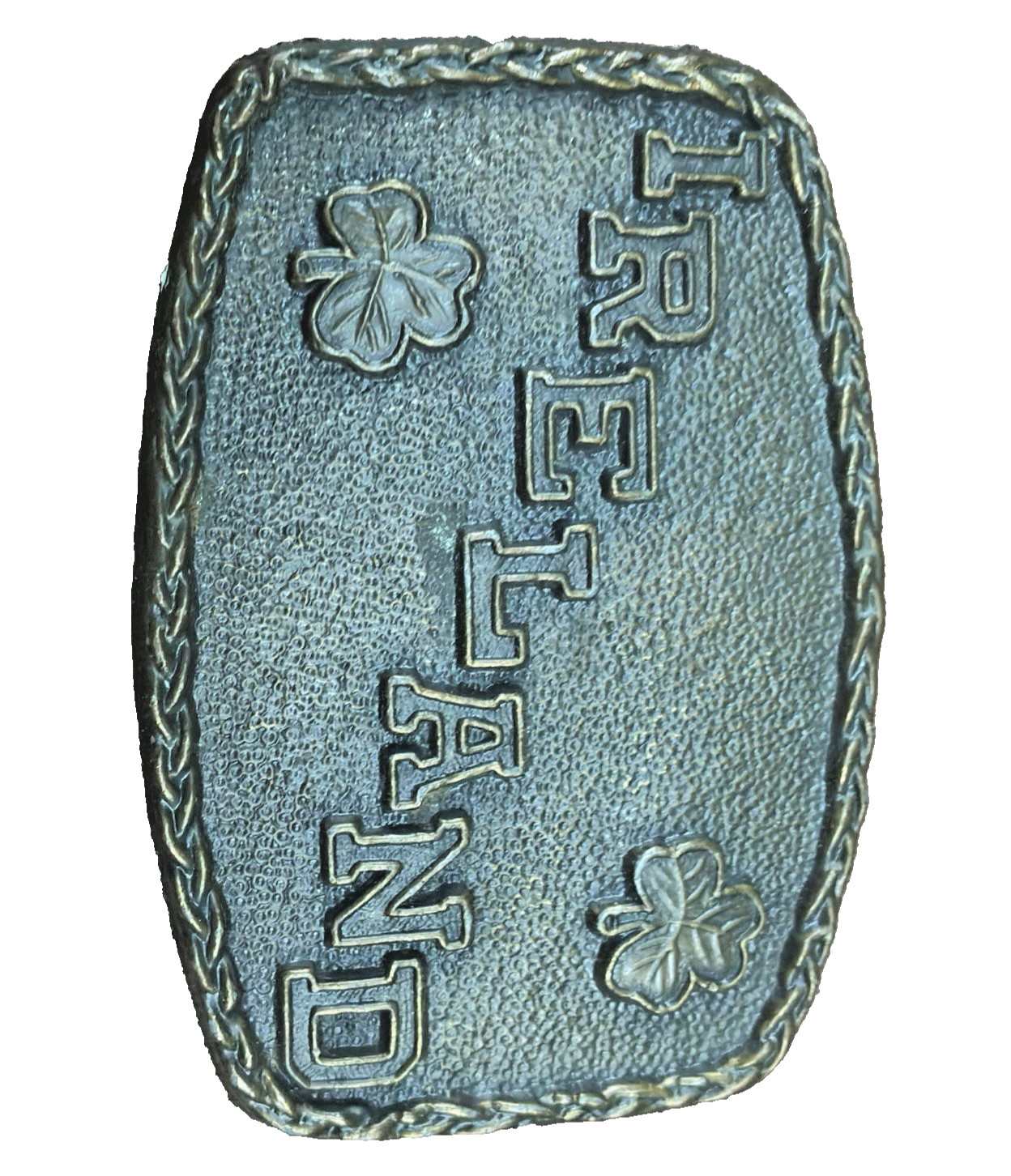 Vtg 1970s IRELAND Lucky Clover Belt Buckle Textured Shamrocks