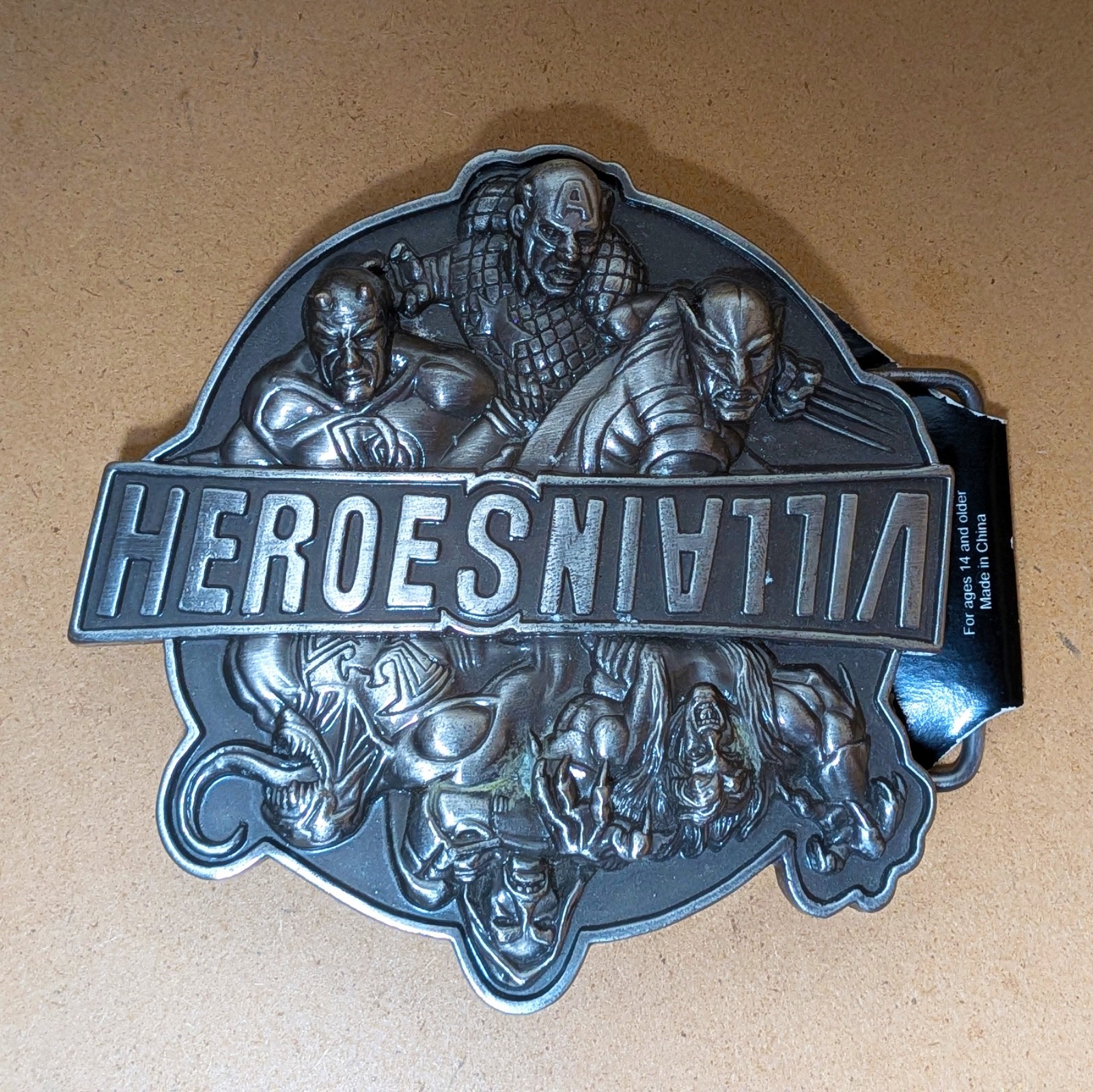 Marvel Heroes & Villains Brass Belt Buckle – Flip Design – New w/ Tags