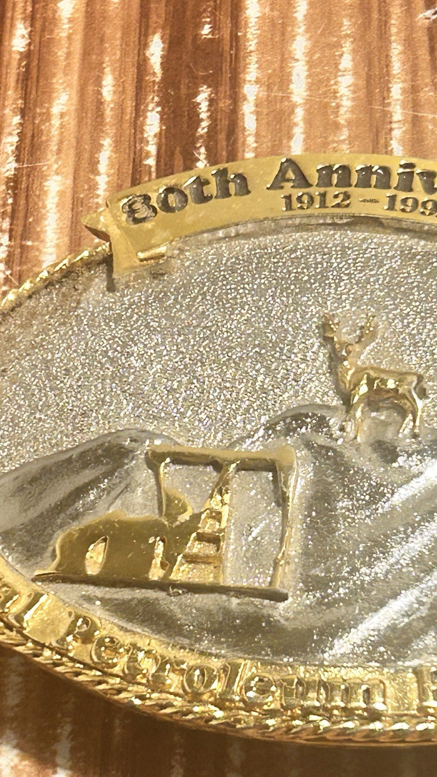 Vintage Metal 80th Anniversary Naval Petroleum Reserve No. 1 Buckle 1912-1992