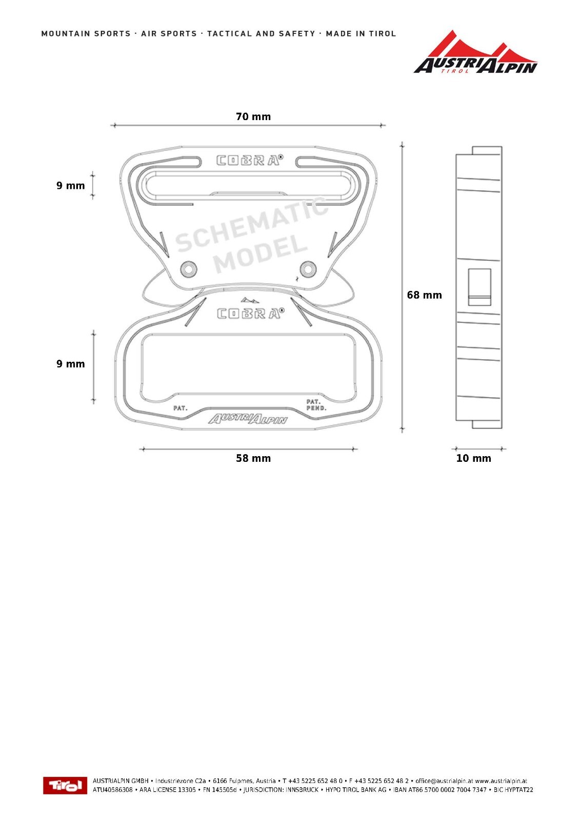 AustriAlpin COBRA 2.25&Prime; 58mm Quick Release Dual Wide Fixed Duty Belt Buckle