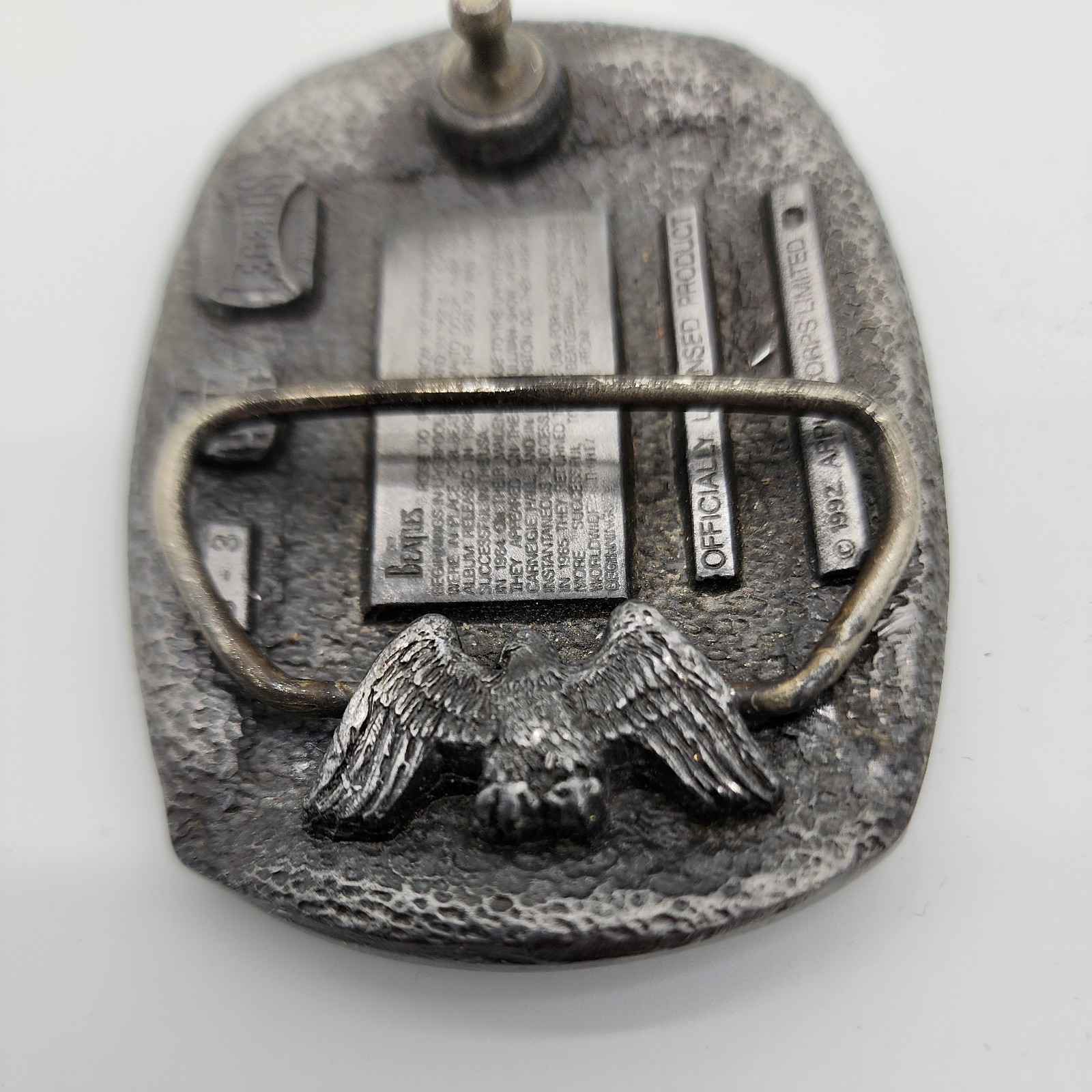 Vintage 1992 The Beatles British Union Jack Pewter Belt Buckle American Legends