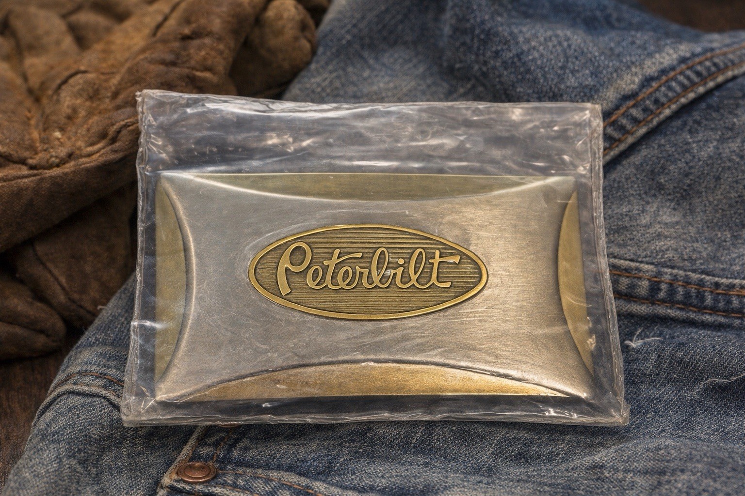 Vintage Peterbilt Belt Buckle Fisher Mfg Denver CO NOS Trucke Brass Semi Big Rig