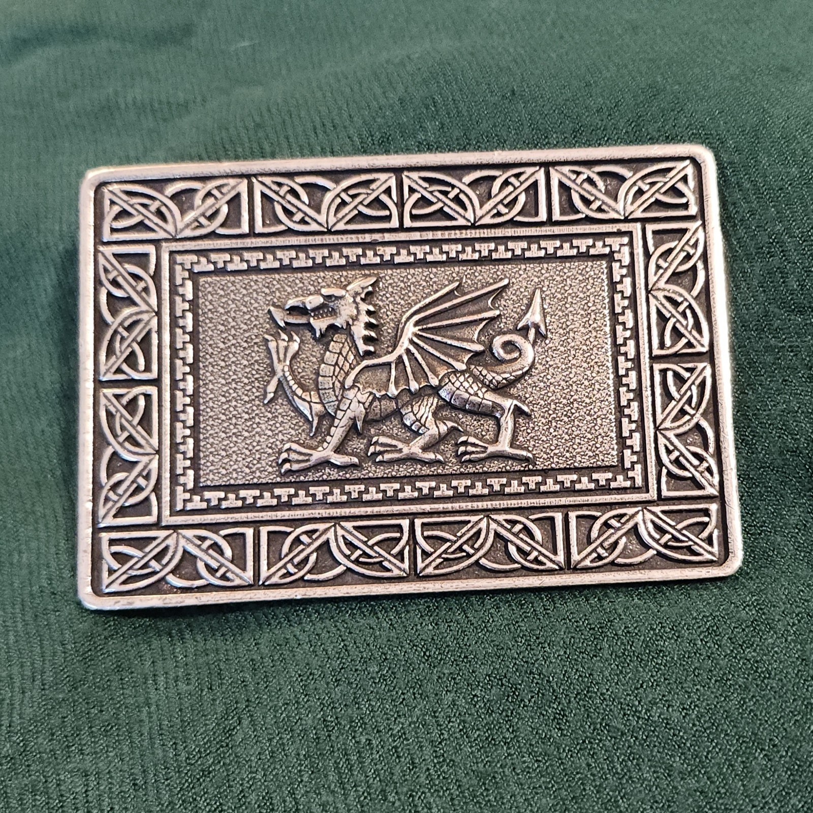 Gaelic Themes St Kilda Silver Welsh Dragon Celtic Knot Kilt Belt Buckle Scotland
