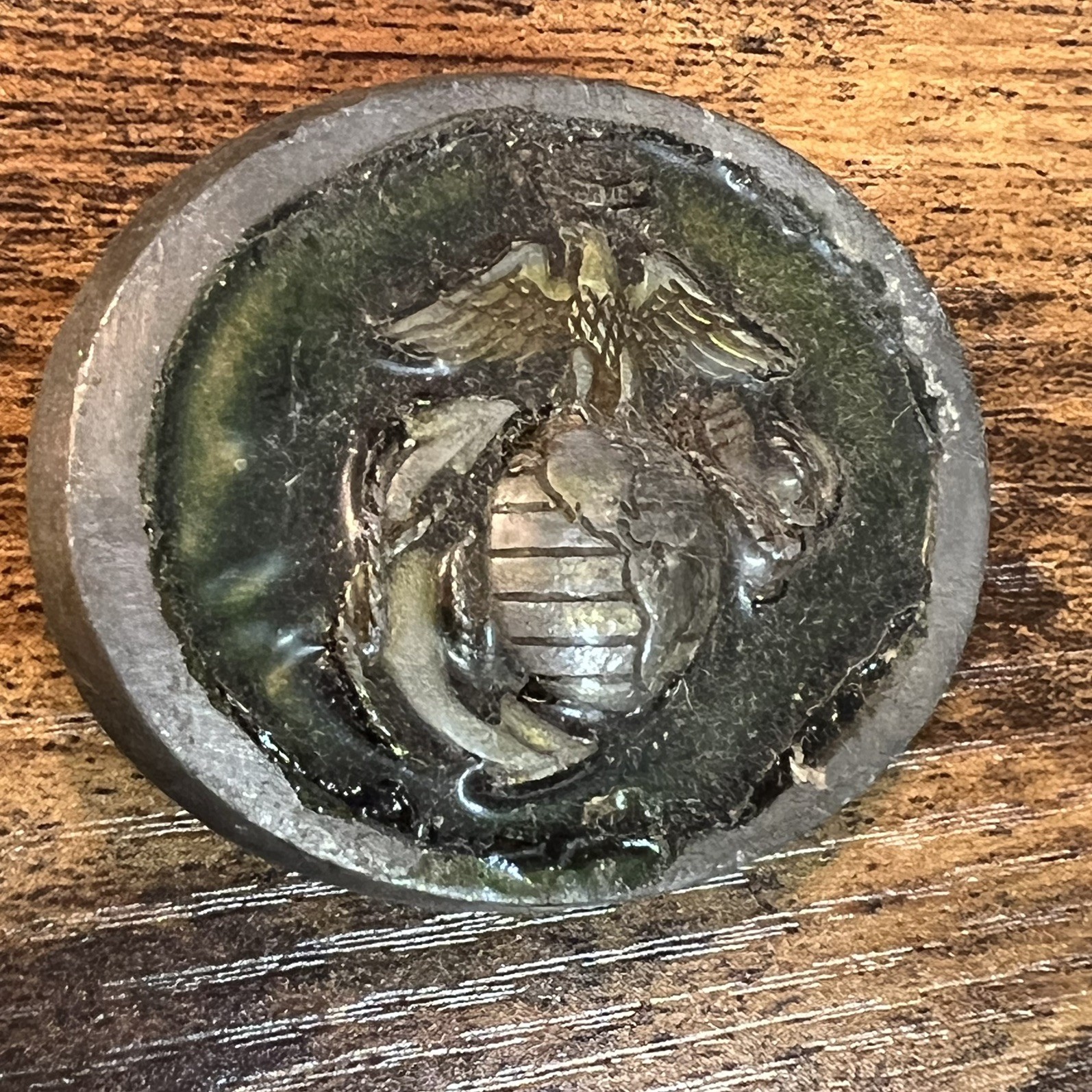 Vintage 1985 USMC Marine Corps EGA Belt Buckle Made in USA 1805 Pewter Green B19