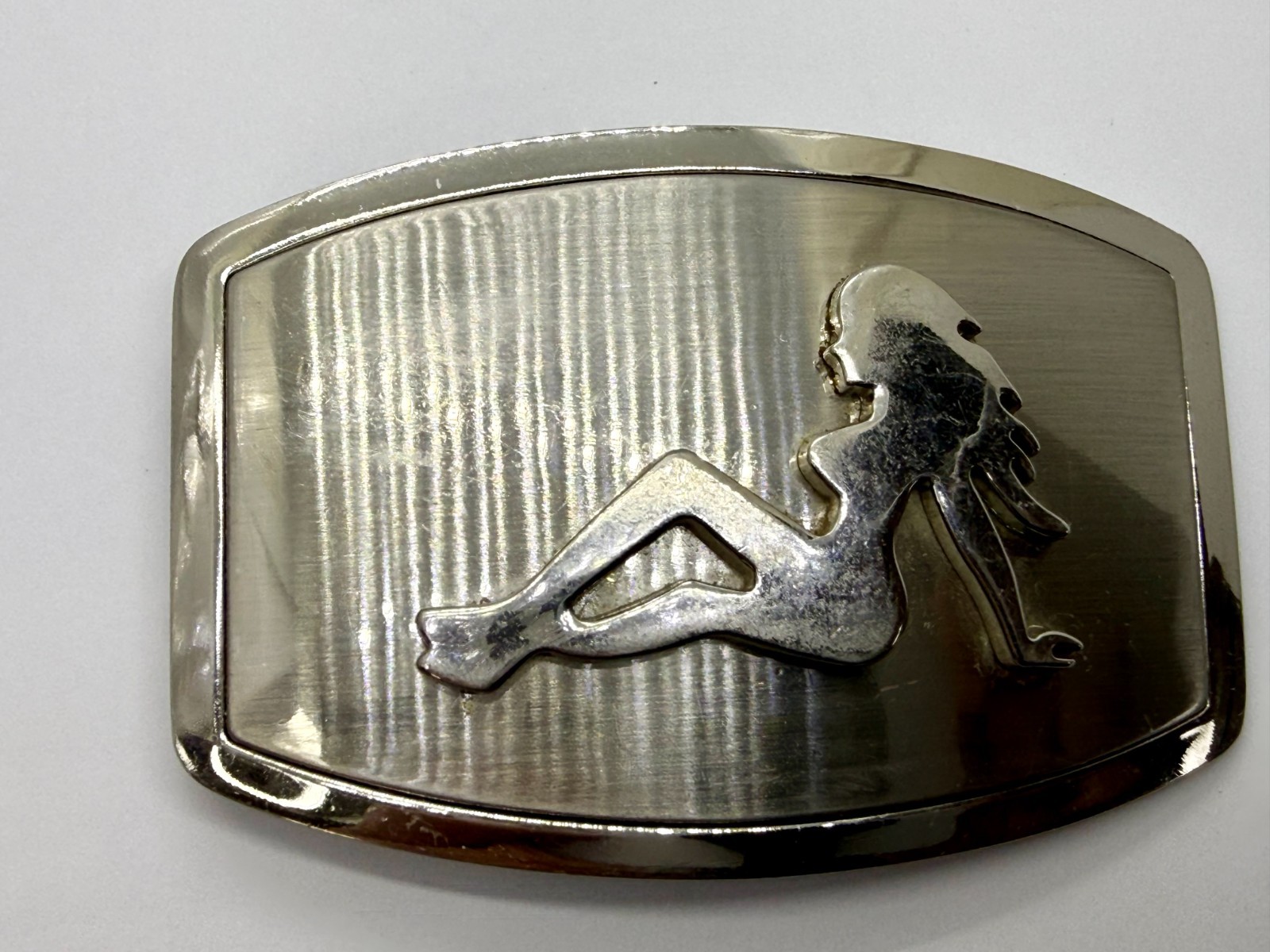 Mud Flap Sexy Girl Woman Silhouette Figure Silver Tone Trucker Biker Belt Buckle