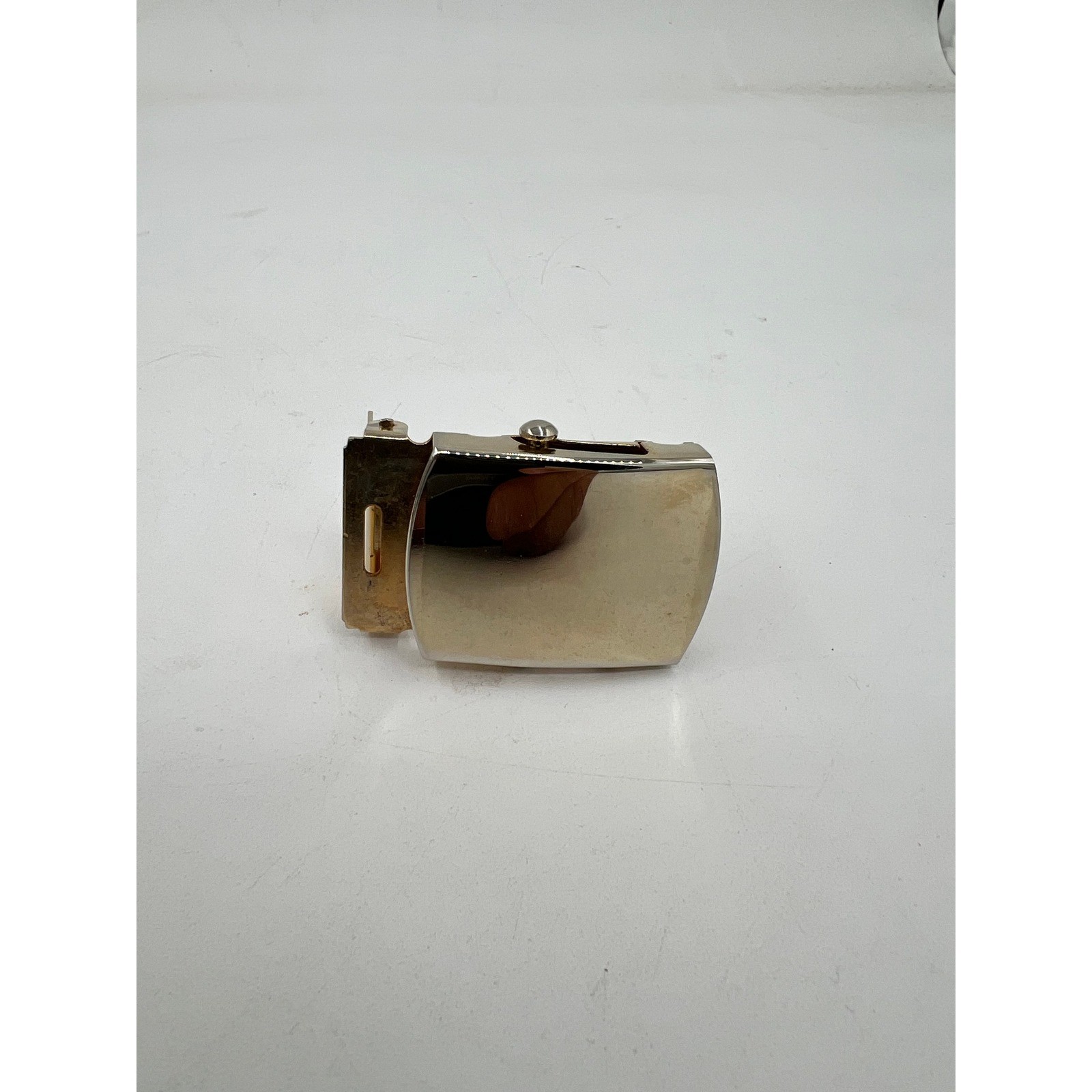 Vintage Solid Brass Military Style Flip Top Web Belt Buckle Gold Tone Made in US