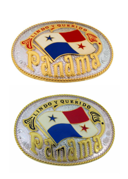 2 PCS Lindo Y Querido Panama Country Flag Belt Buckles Central Panamanians Rodeo
