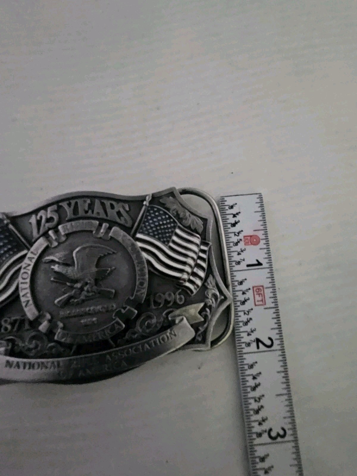 Vintage 1996 NRA National Rifle Association America 125 Years Belt Buckle Pewter
