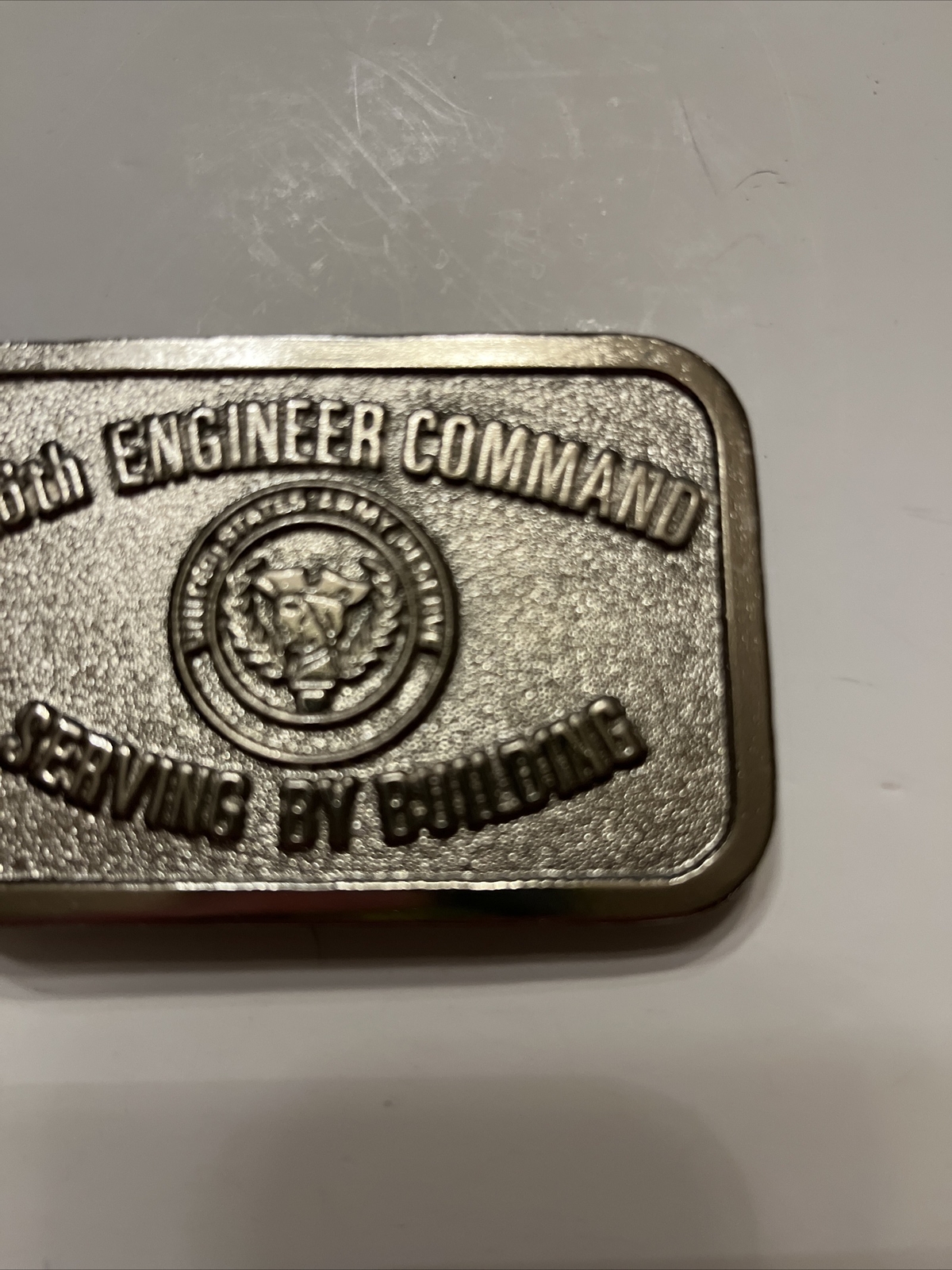 416 Engineer Command Serving Building Army Reserve USA Vintage Belt Buckle