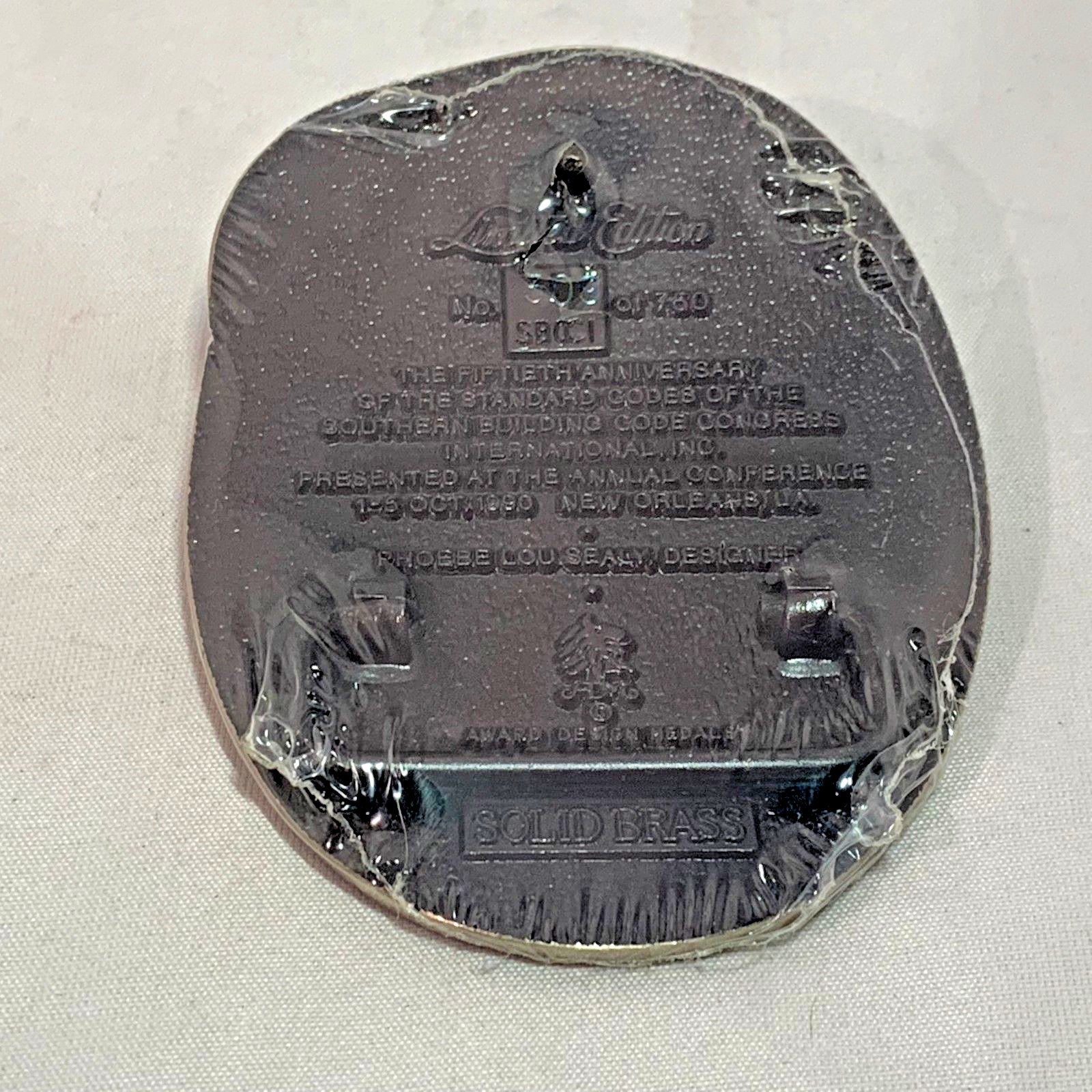 Southern Building Code Congress Intl 50th Anniv Belt Buckle 3 1/2&Prime; x 2 3/4&Prime; B2