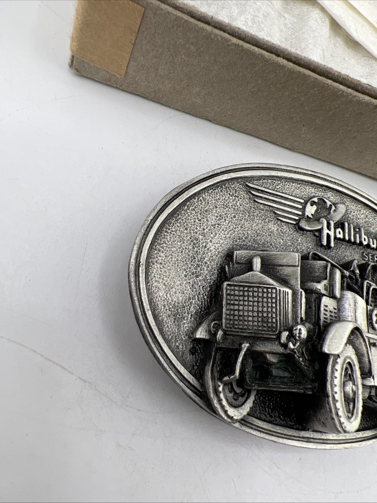 VIintage Halliburton Services Belt Buckle 1916 FWD Truck Pumper 80s New READ!!