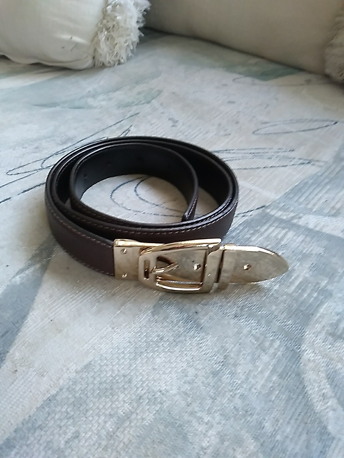 Authentic GUCCI 146440.489199.85.34 Patent Enamel Brown Leather Gold Buckle