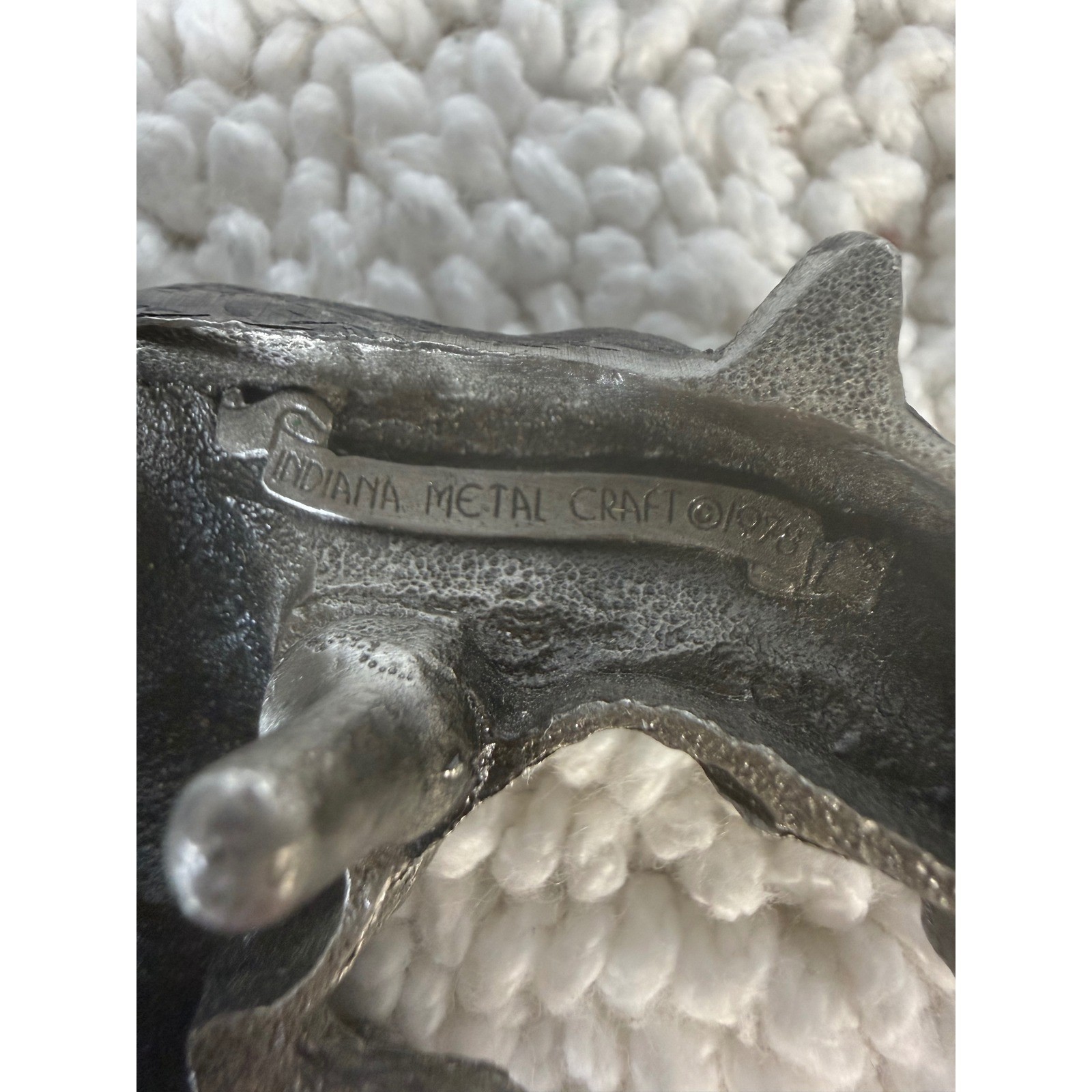VTG Indiana Metal Craft Pewter Dog Belt Buckle 1978 Made in USA