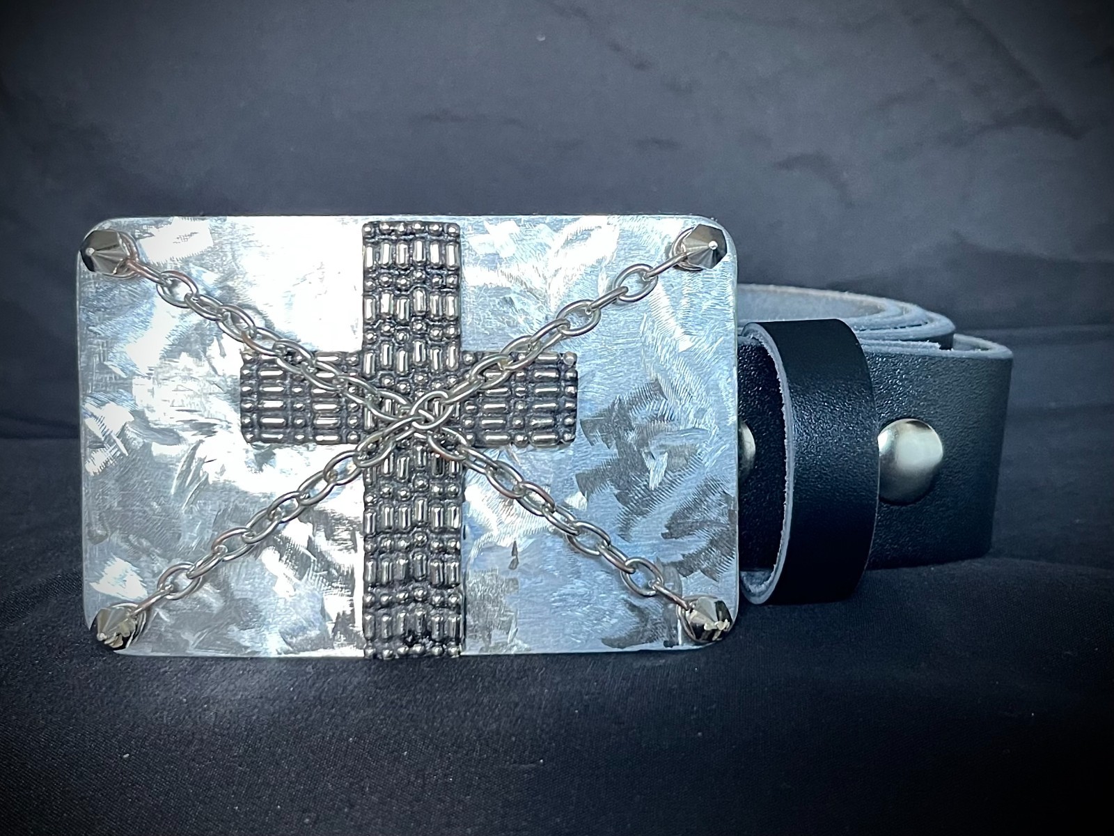 “Marked by the Cross” Belt Buckle Gothic Industrial Cross OOAK Darren McNeese