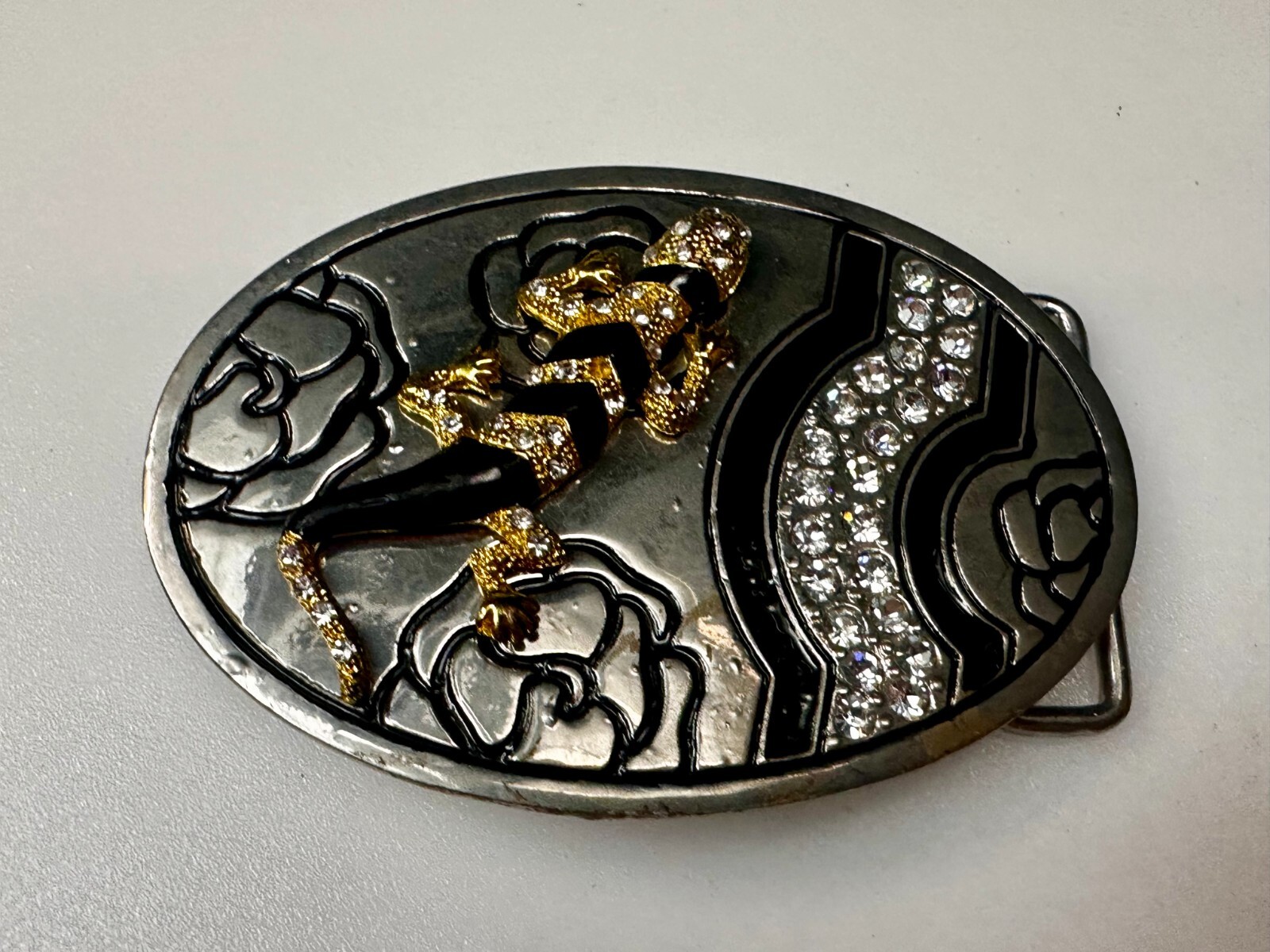 Gecko Lizard Salamander Multi Colored Jeweled Unique Animal Theme Belt Buckle