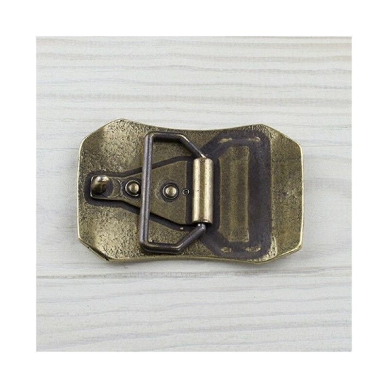 Vintage Yellow Textured Belt Buckle – Rustic Metal Buckle