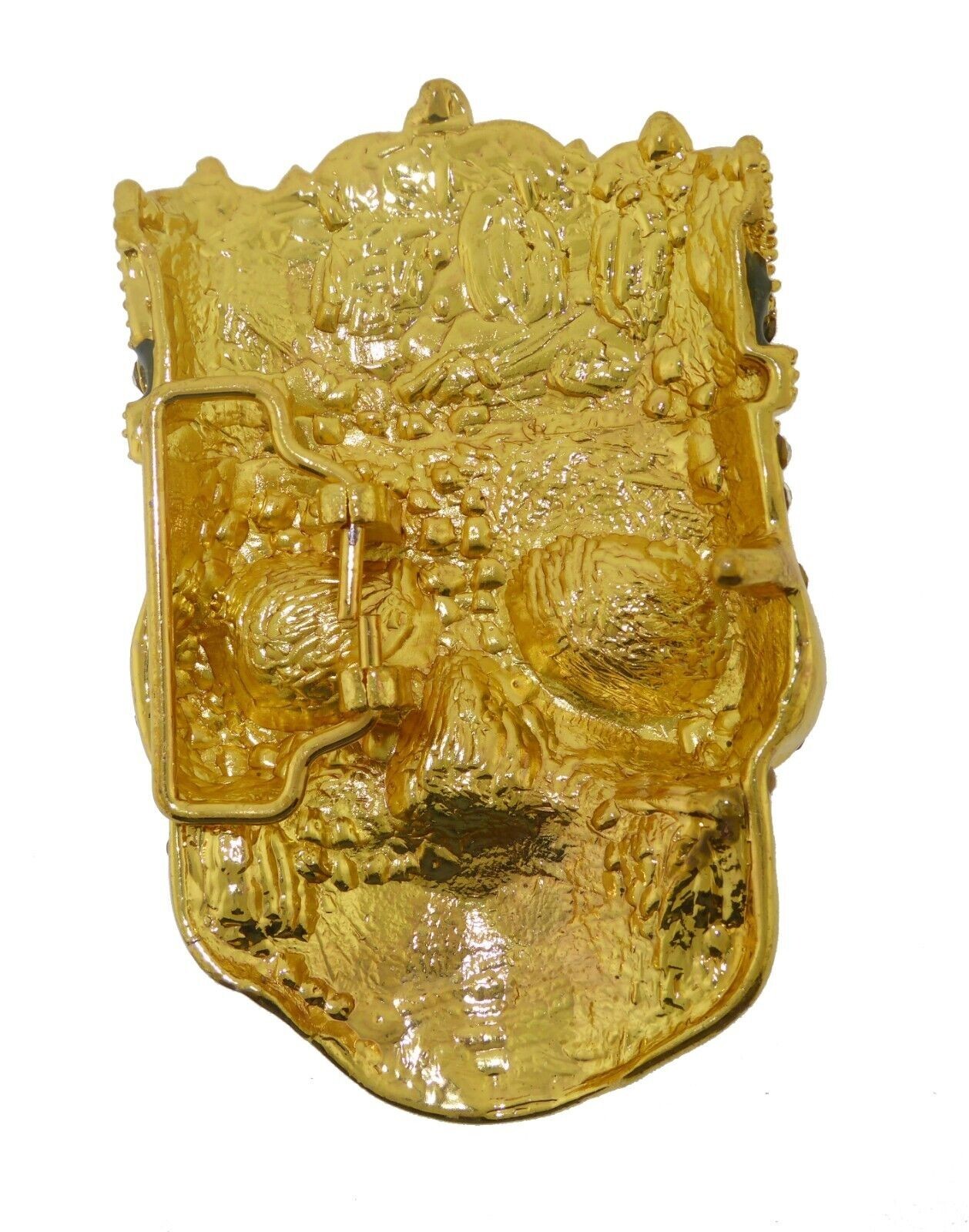 Skull Belt Buckle Gold Metal Pirate Sign Halloween Party Costume Men Bling Style