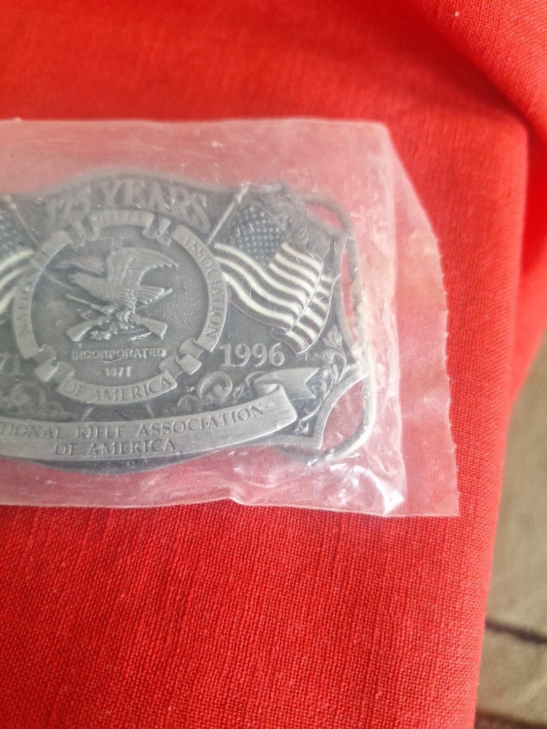 1871-1996 NRA 125 Years Belt Buckle National Rifle Association Flag Eagle NOS
