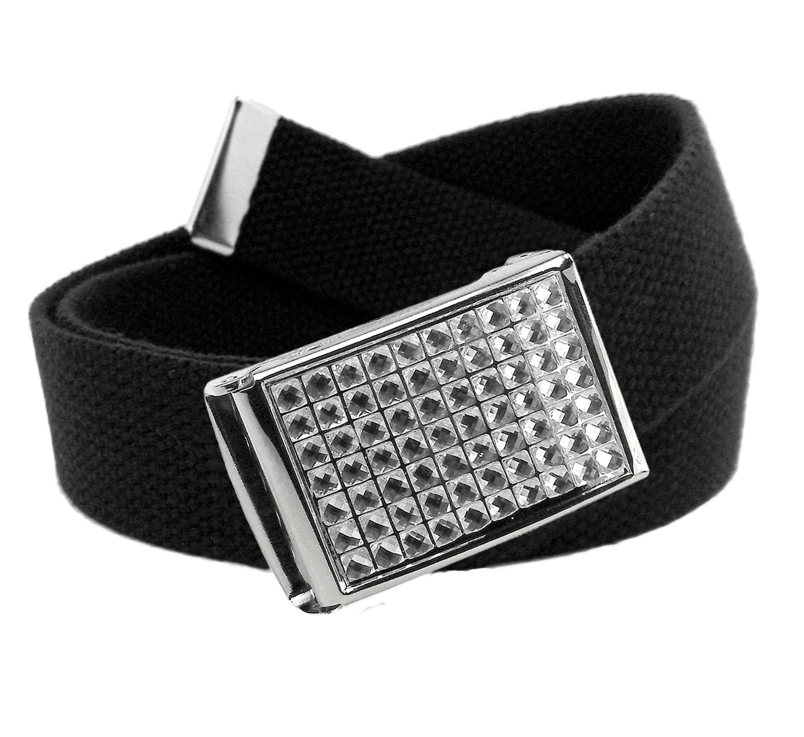 Build A Belt Adult Clear Rhinestone Flip Top 1.25&Prime; Wide Buckle with Web Belt
