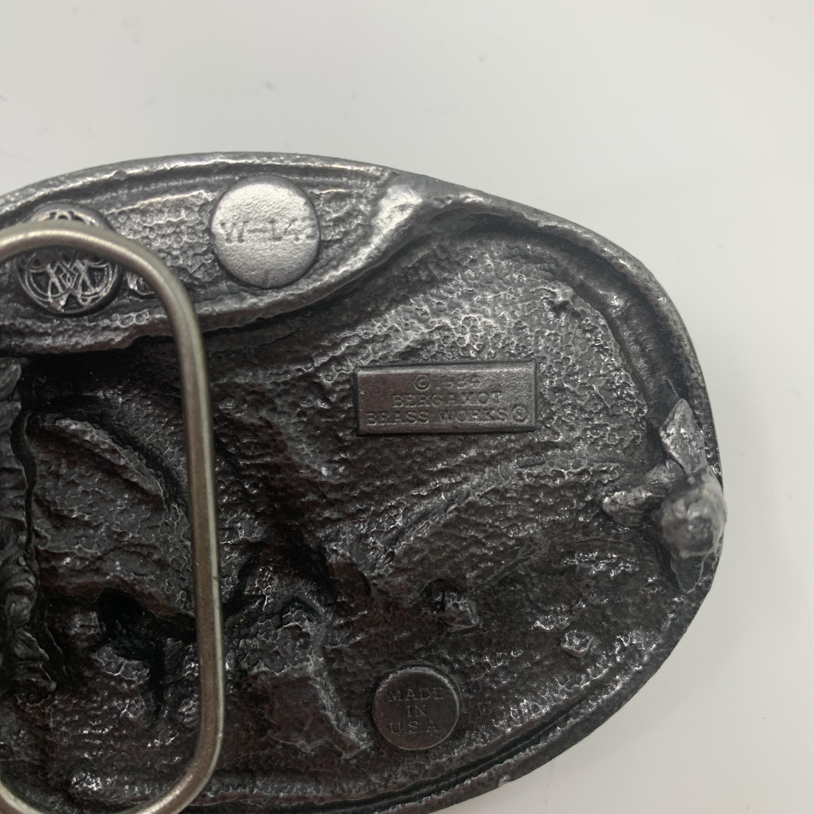 Vintage Bergamot Brass Works Pewter Eagle Belt Buckle USA Bird Wildlife Art