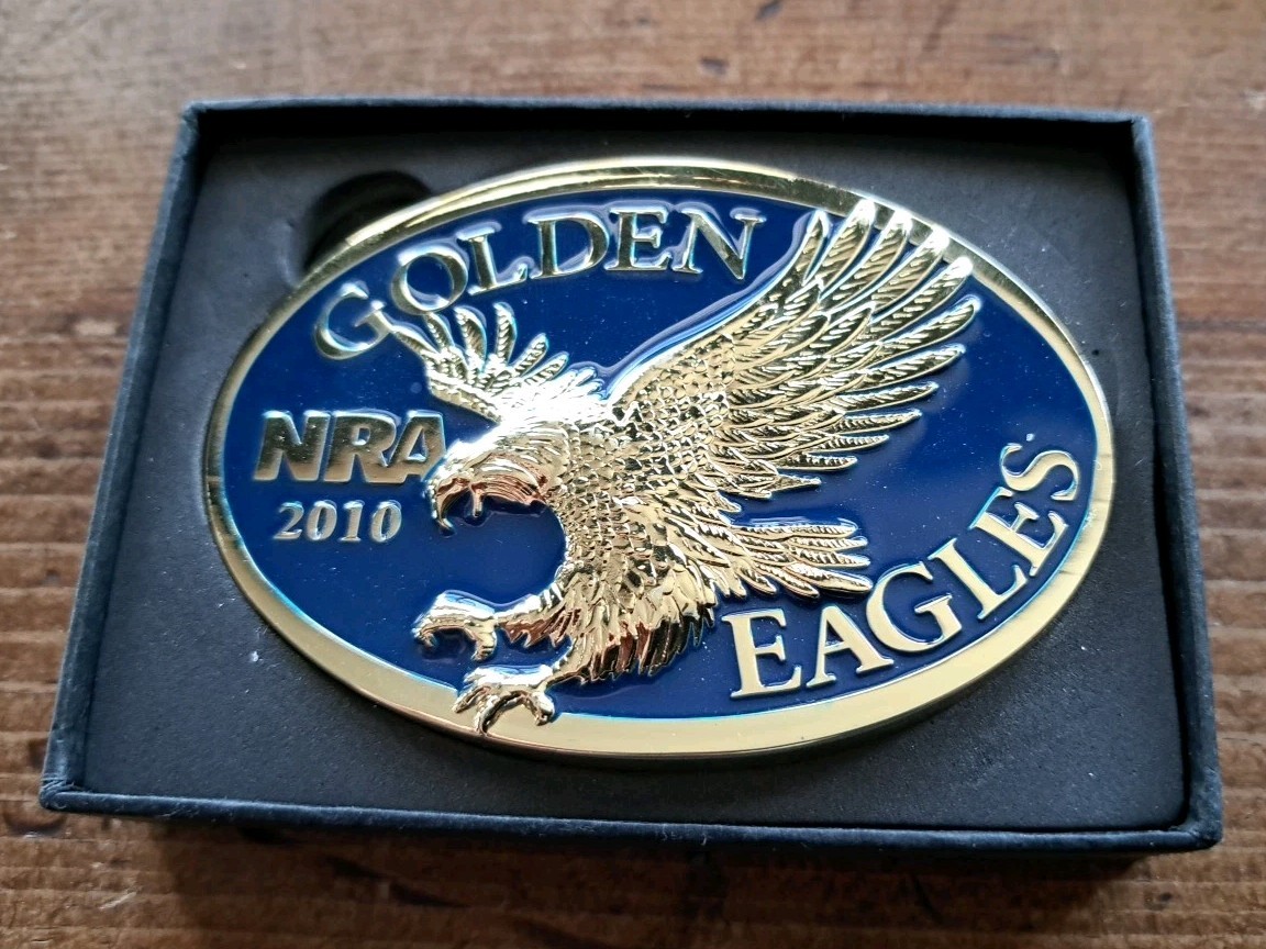 3 NRA Belt Buckles « Golden Eagles » High Quality New In Box