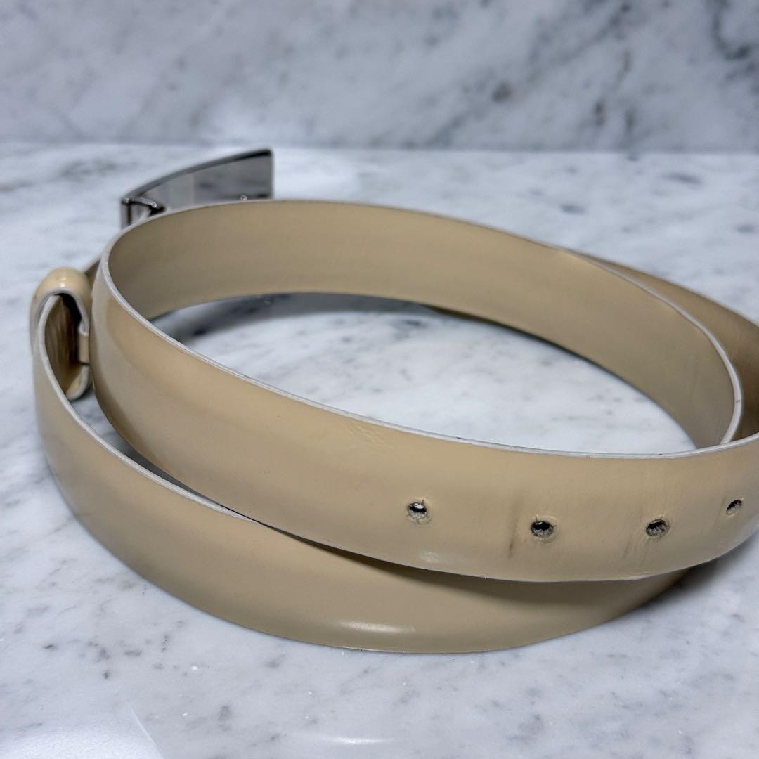 GUCCI buckle belt Logo hardware Authentic Beige Leather Made in Italy Men&rsquo;s