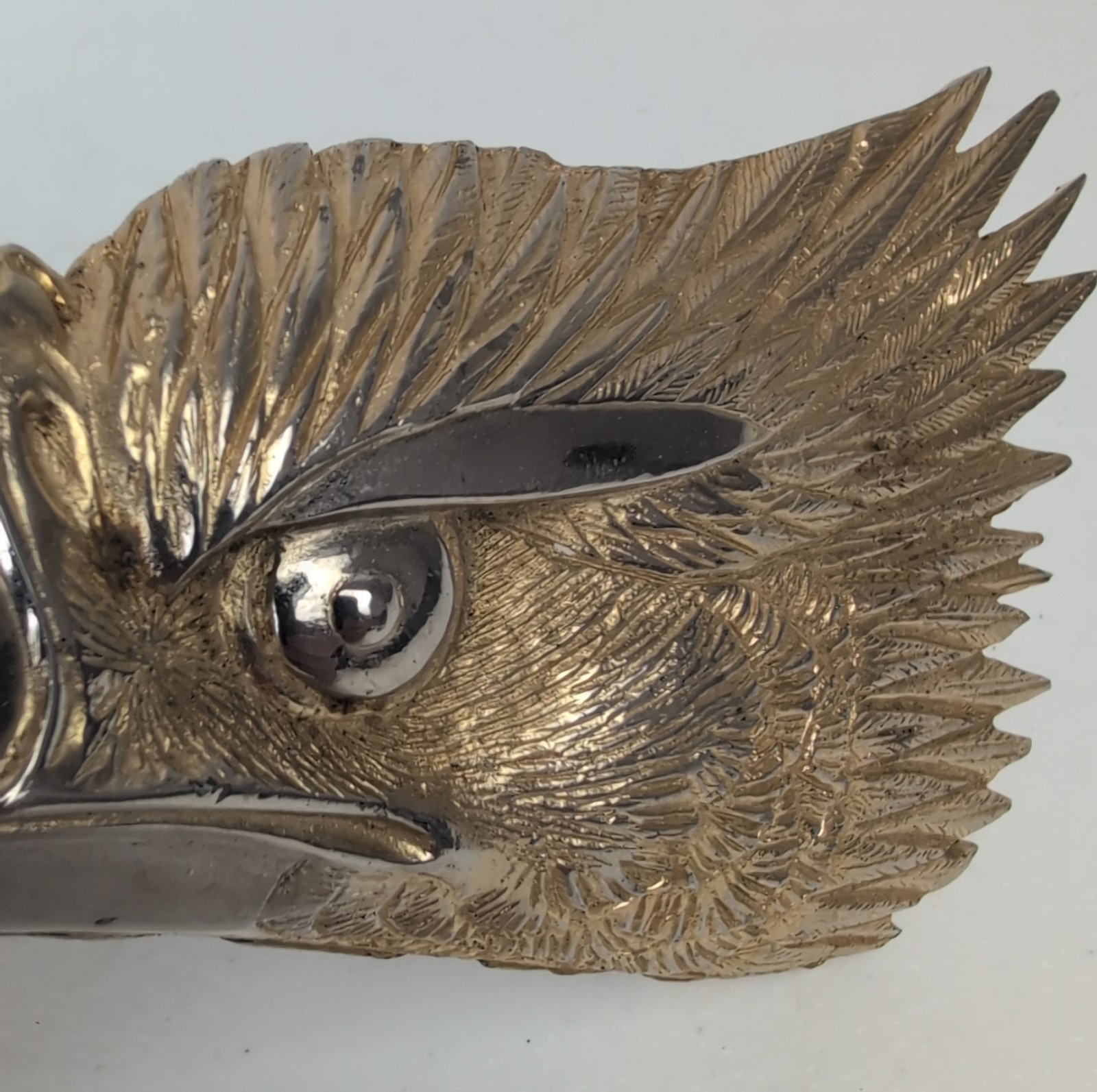 Vintage 1971 Sandy Val Pewter Eagle Head Belt Buckle Gold Silver Tone 3D Large