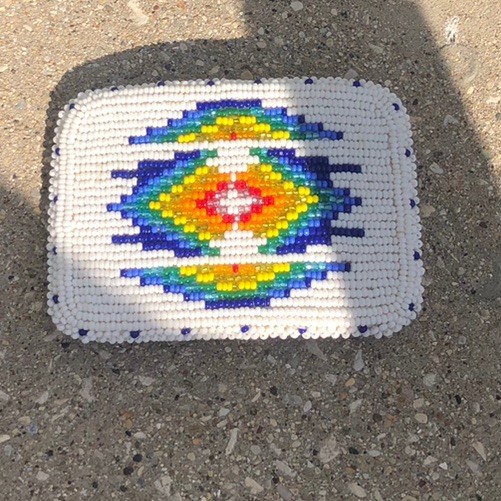 vintage NATIVE AMERICAN belt buckle BEADED handcraft NAVAJO indian western