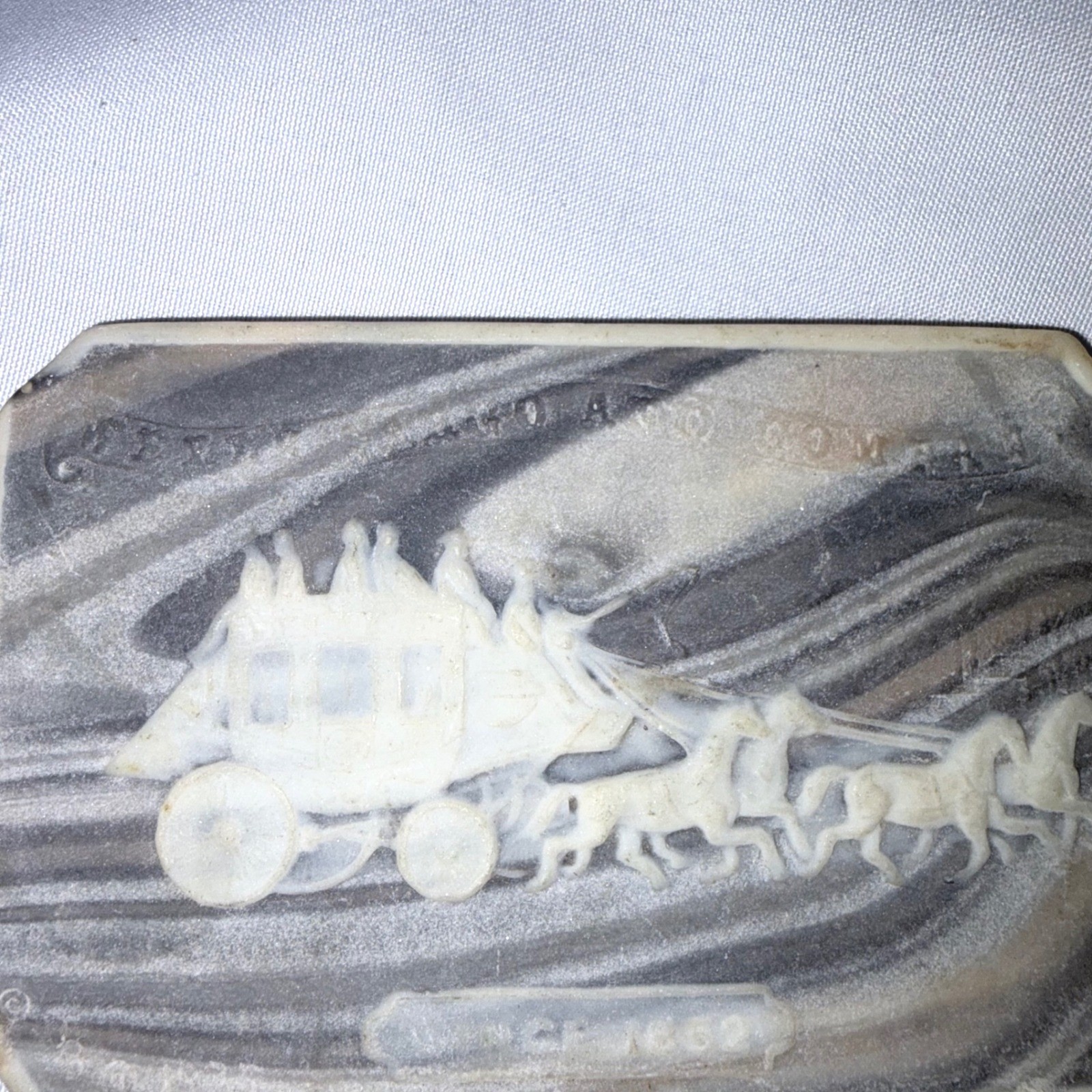 Belt Buckle Vintage Stagecoach Marbled Grey White OS
