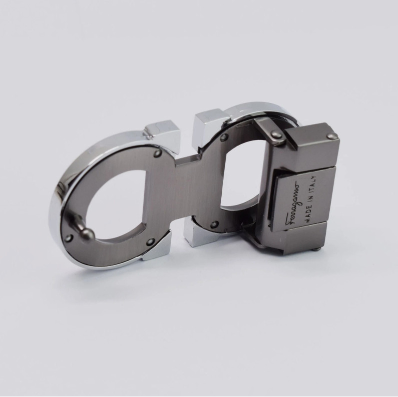 Salvatore Ferragamo Alloy Belt Buckle for 34-35mm leather strap-Silver with Gray