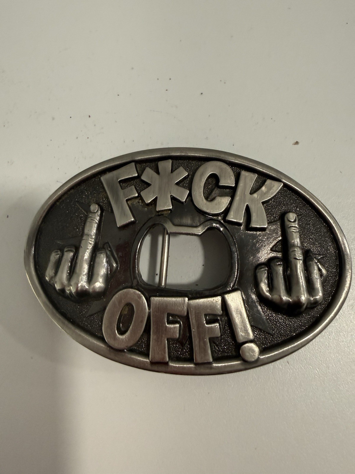 Mens Middle Finger – Bottle Cap Opener – Interchangeable Belt Buckle