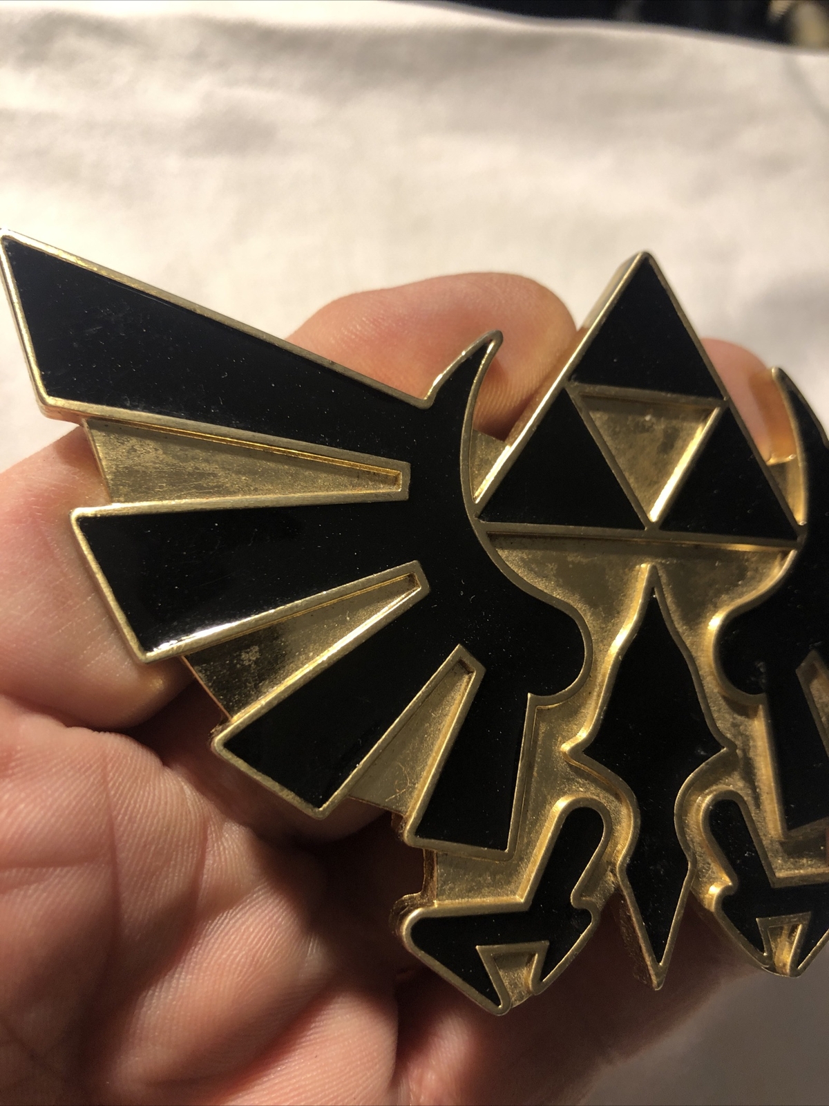 2007 LEGEND OF ZELDA Triforce NINTENDO Gold And Black BELT BUCKLE 4.75”
